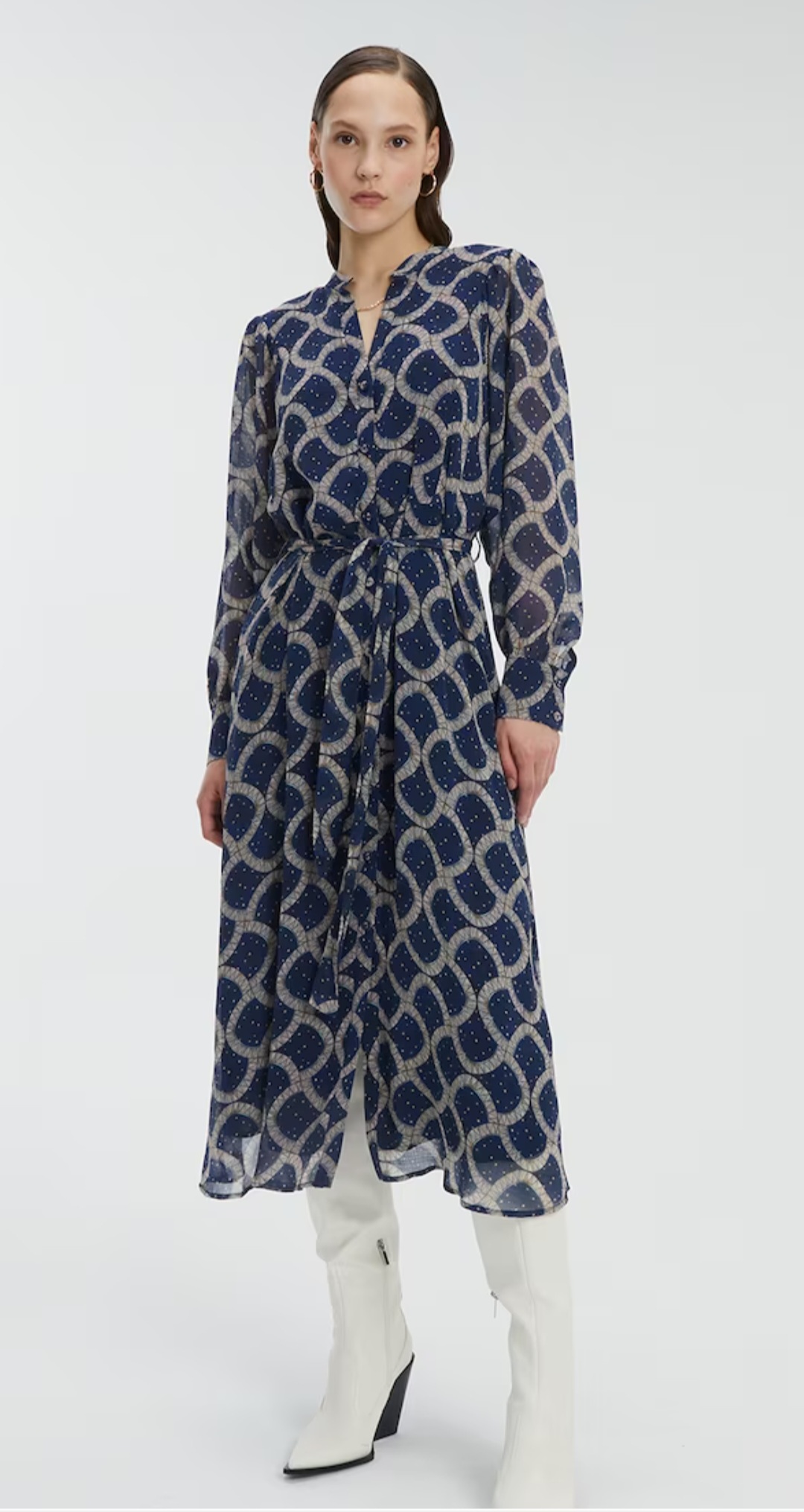 Vestido midi camisero estampado