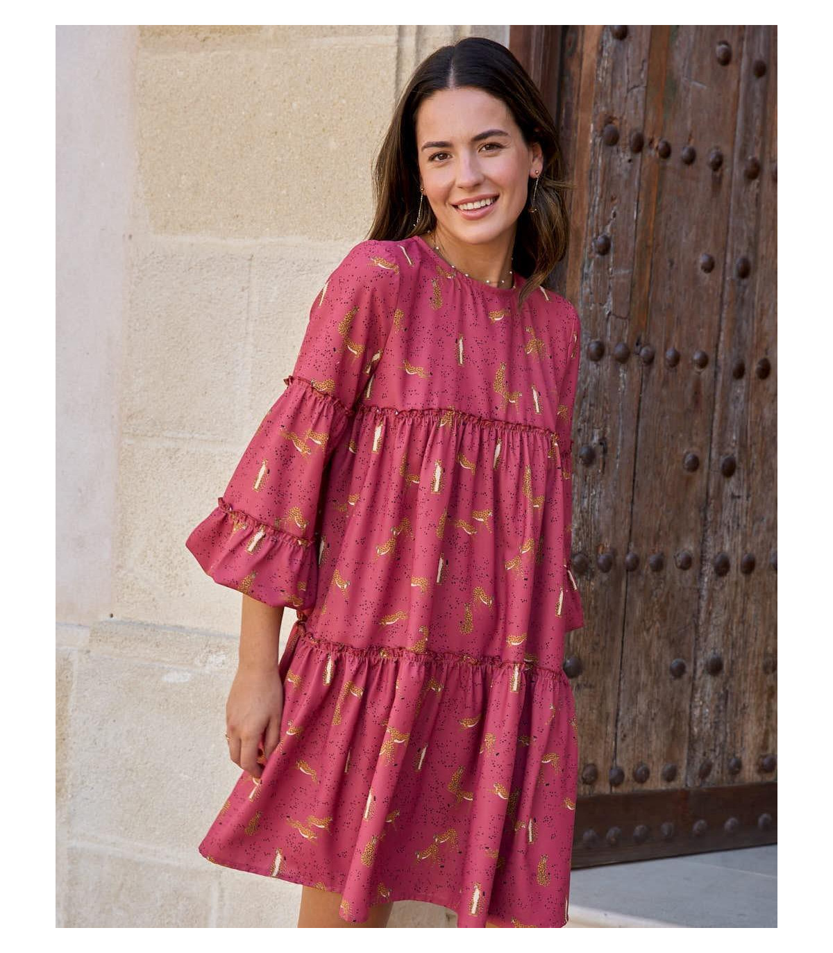 Deira Babydoll Dress en Piedra main image 1