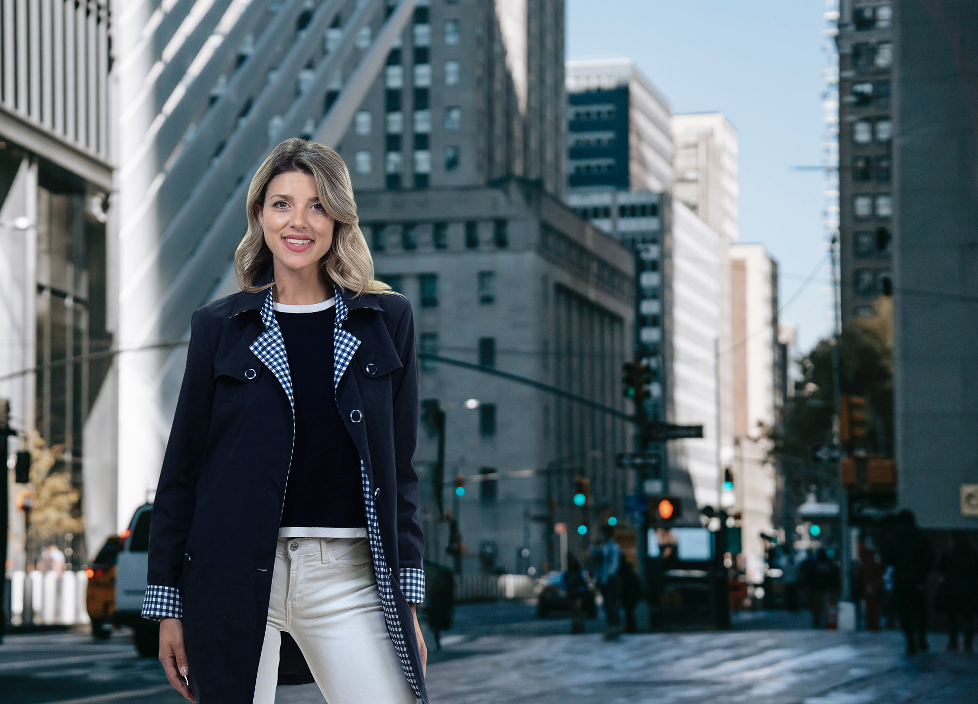 Gabardina Satinette marino mujer