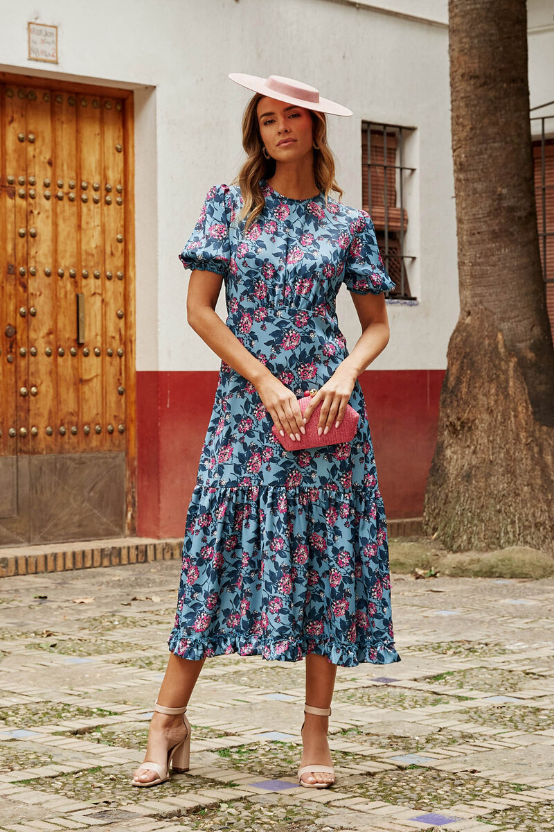 Vestido volantes Polín et moi celeste