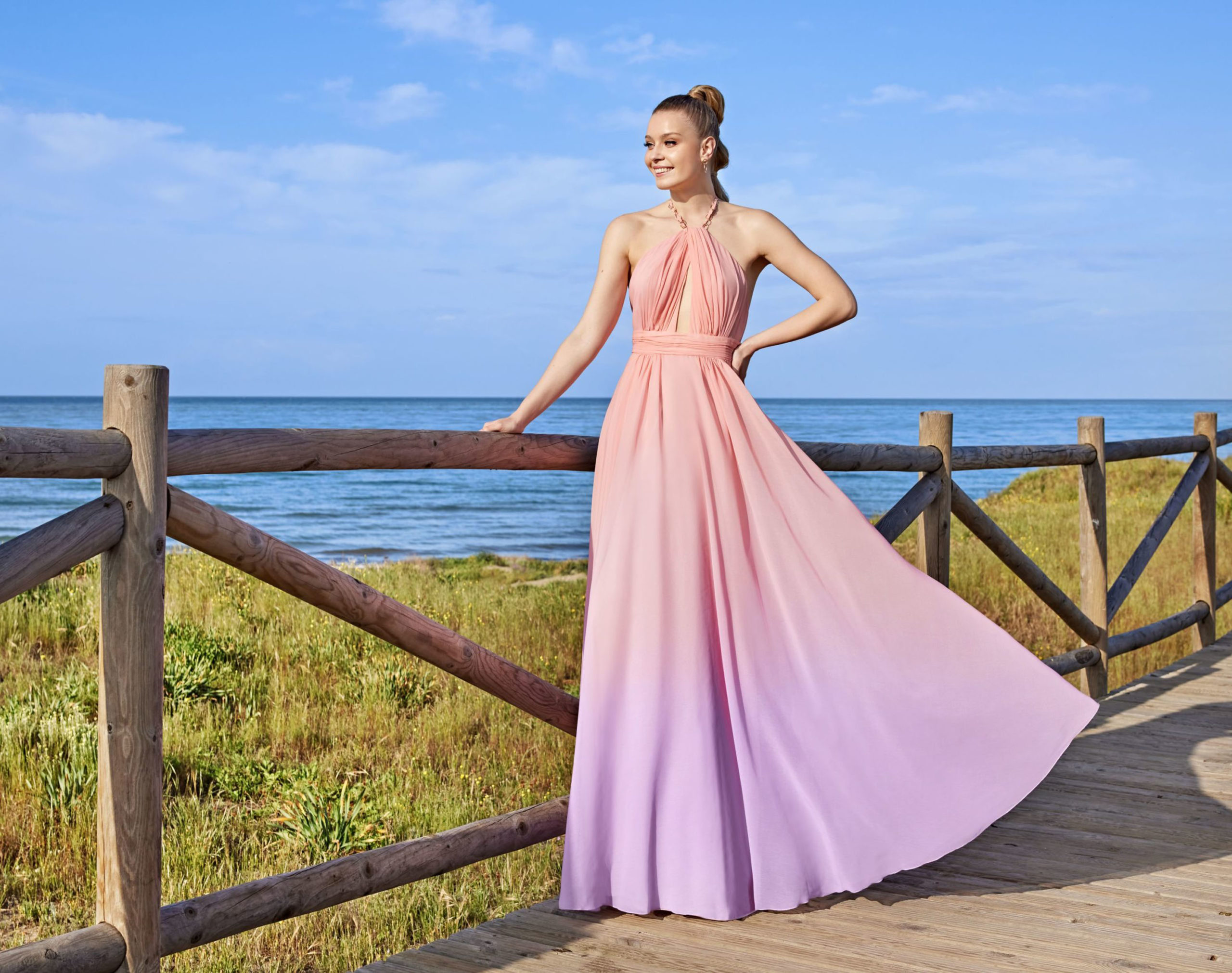 Vestido largo Sonia Peña rosa
