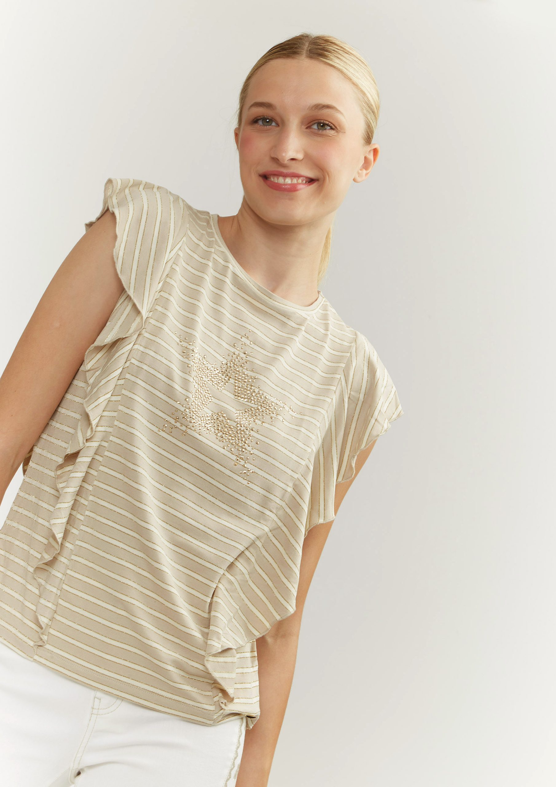 Camiseta Rayas Alba Conde beige