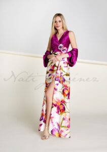 Vestido largo Nati Jiménez buganvilla