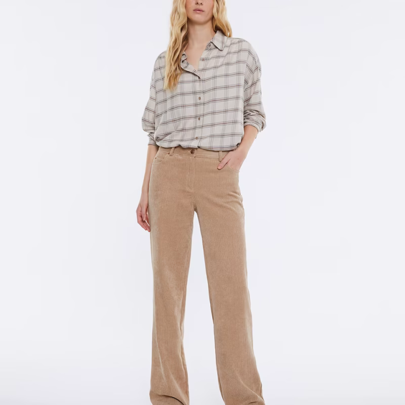 Pantalón ancho de pana Andam beige