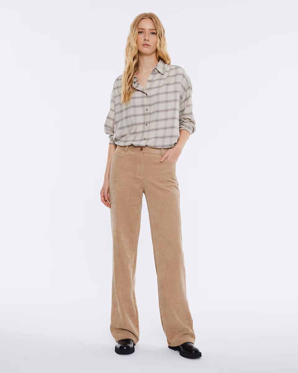 Pantalón ancho de pana Andam beige