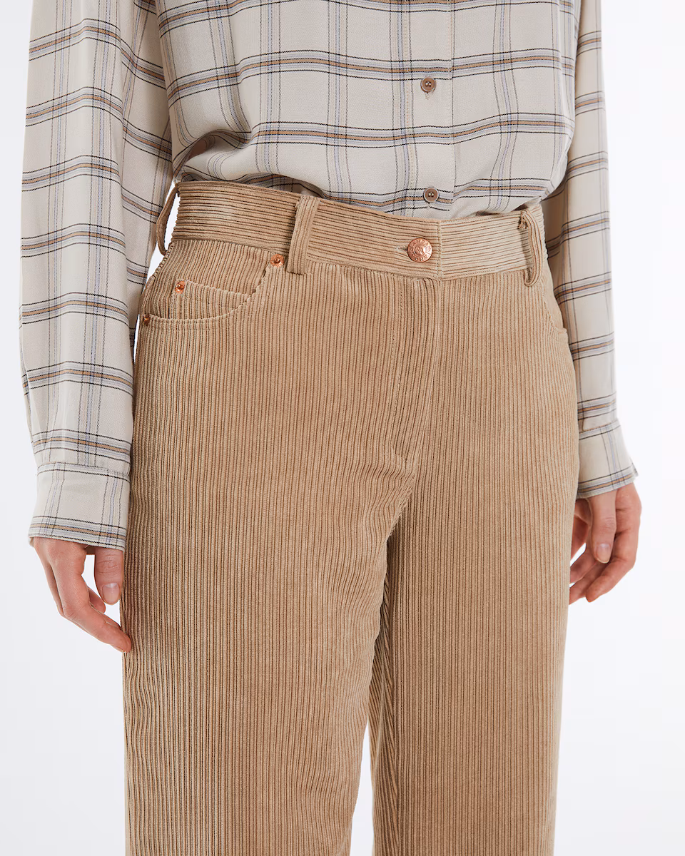 Pantalón ancho de pana Andam beige - Imagen 2