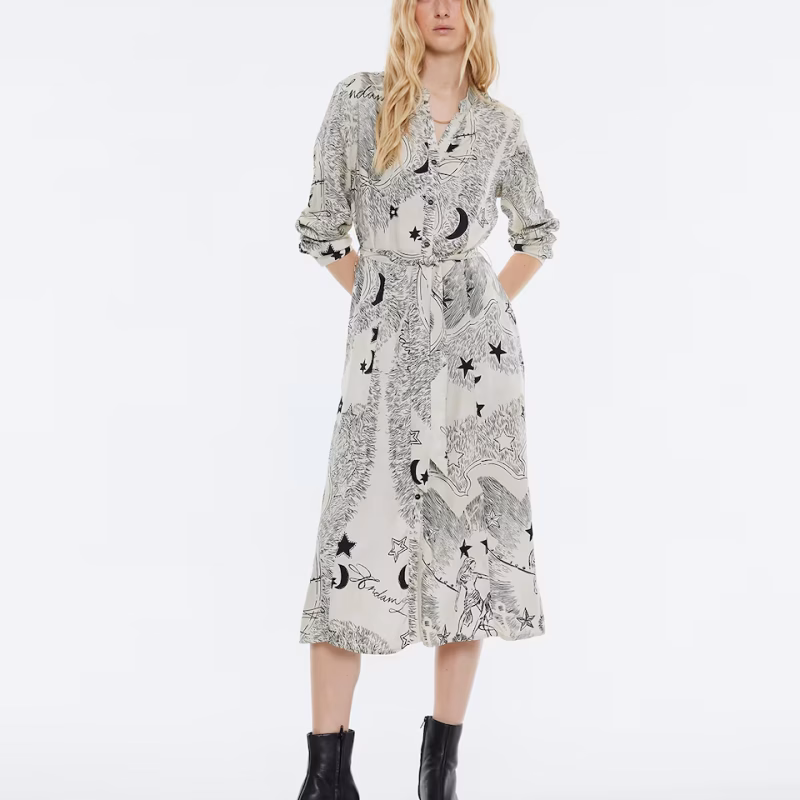 Vestido midi Andam estampado