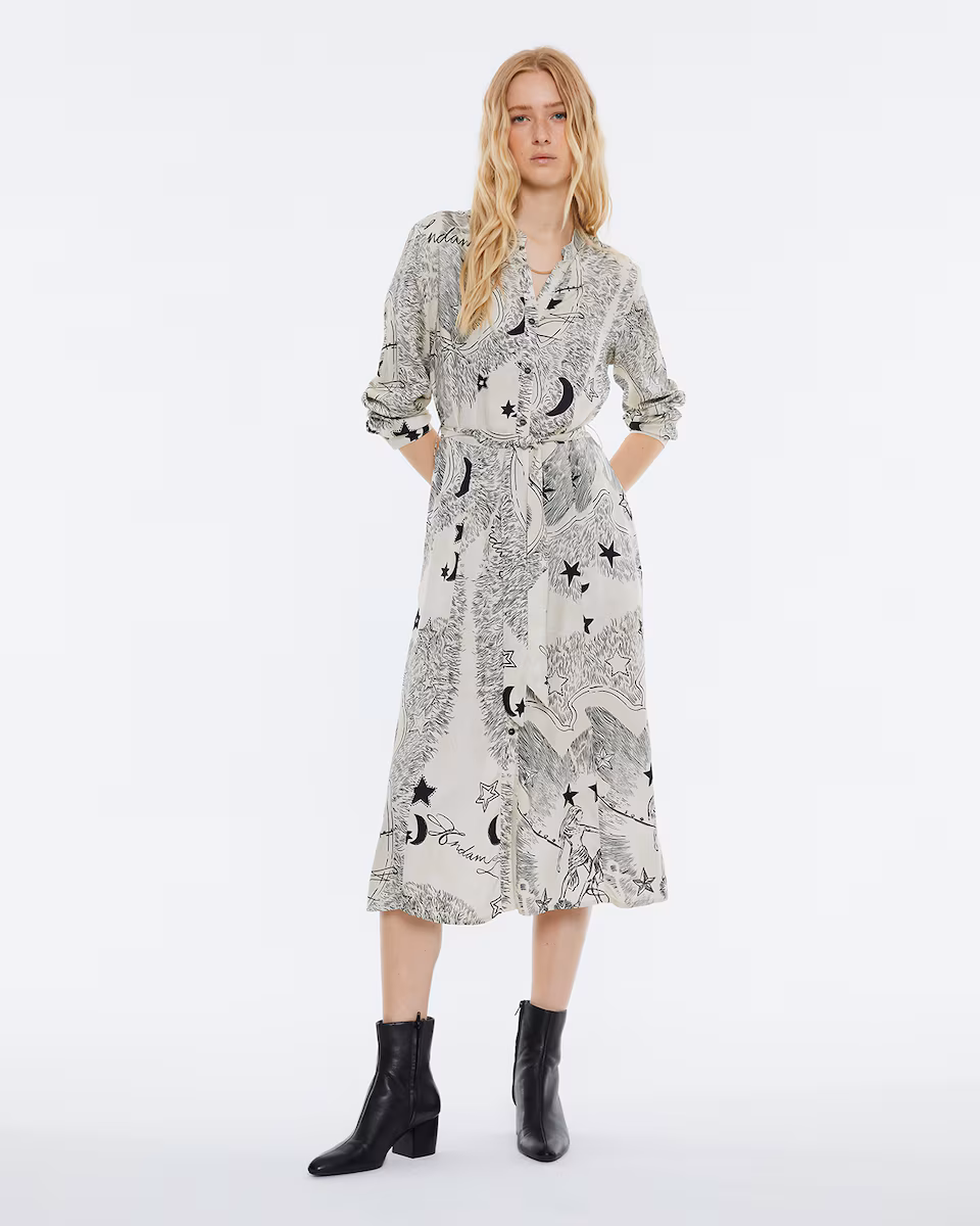 Vestido midi Andam estampado