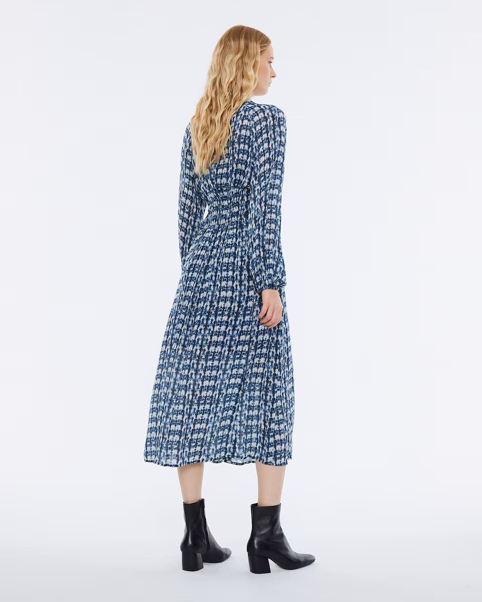 Vestido midi estampado Andam azul - Imagen 3