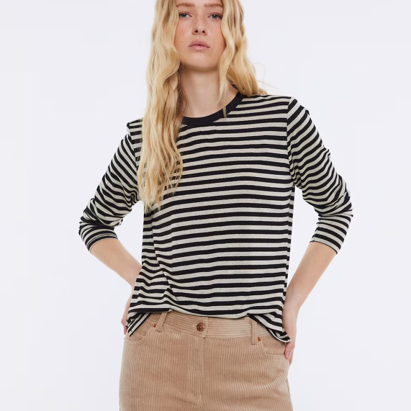 Camiseta rayas Andam negra