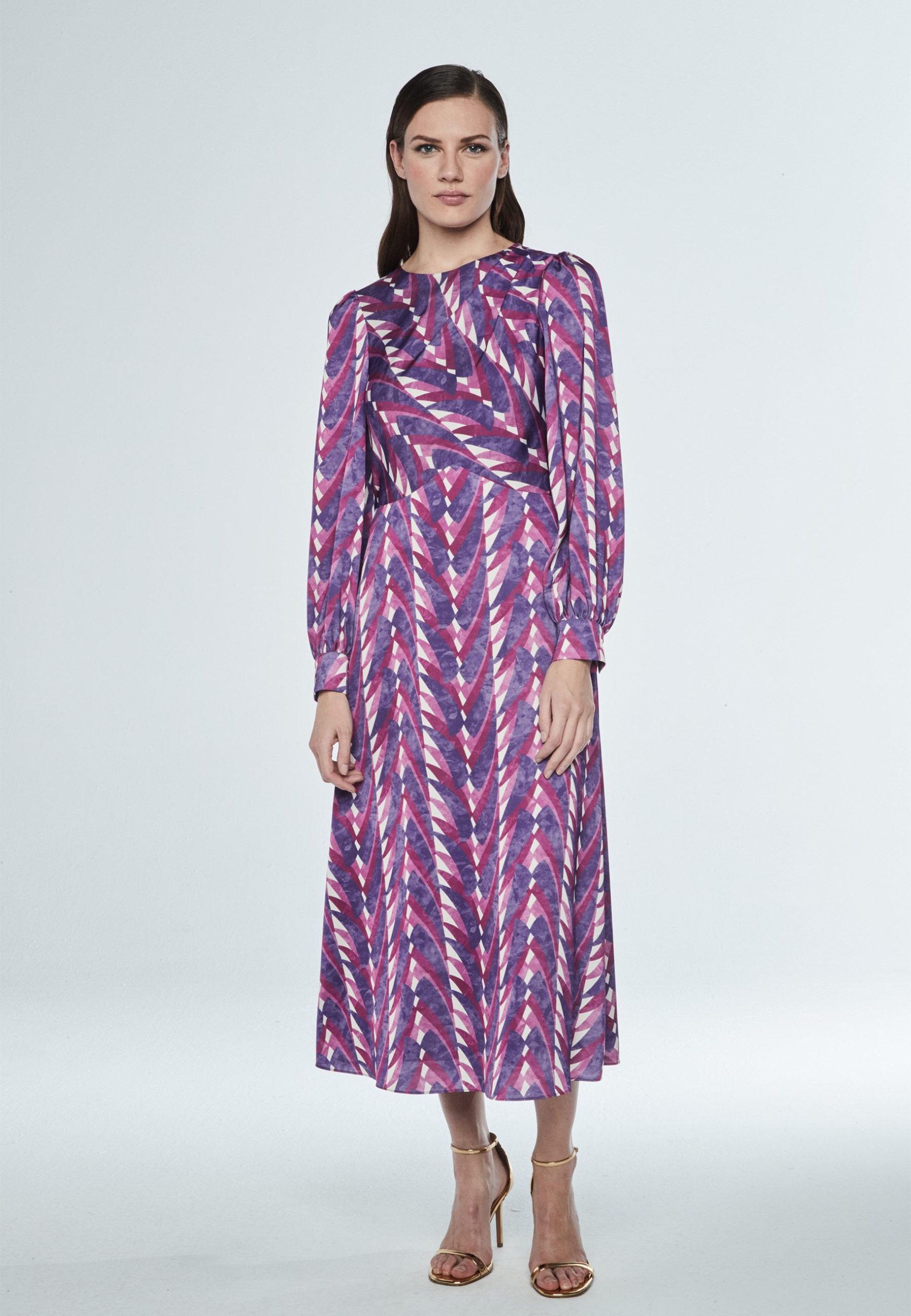Vestido midi estampado buganvilla