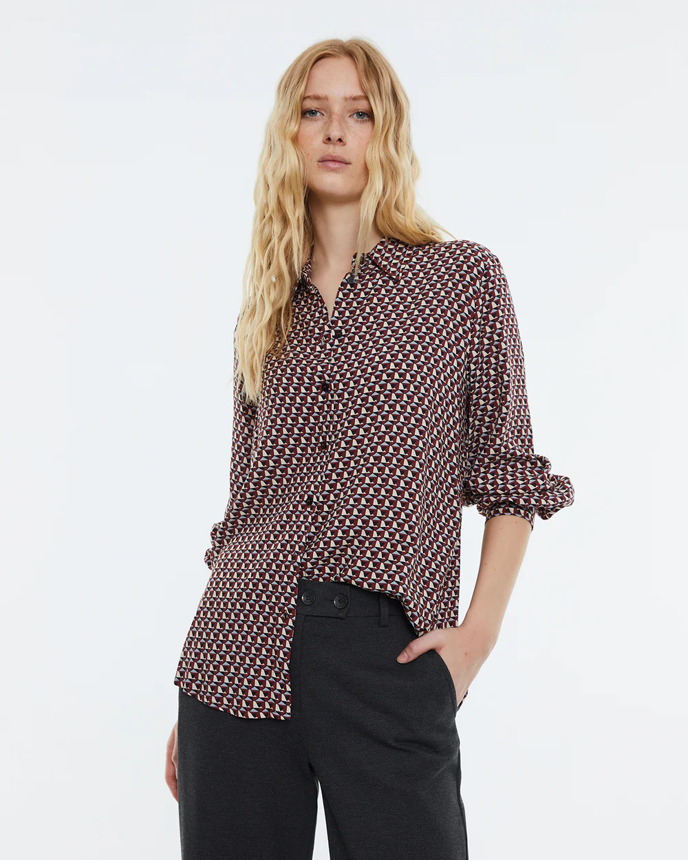 Camisa estampada Andam burdeos
