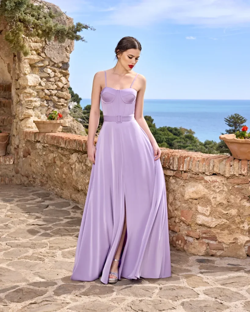 Vestido largo Sonia Peña malva