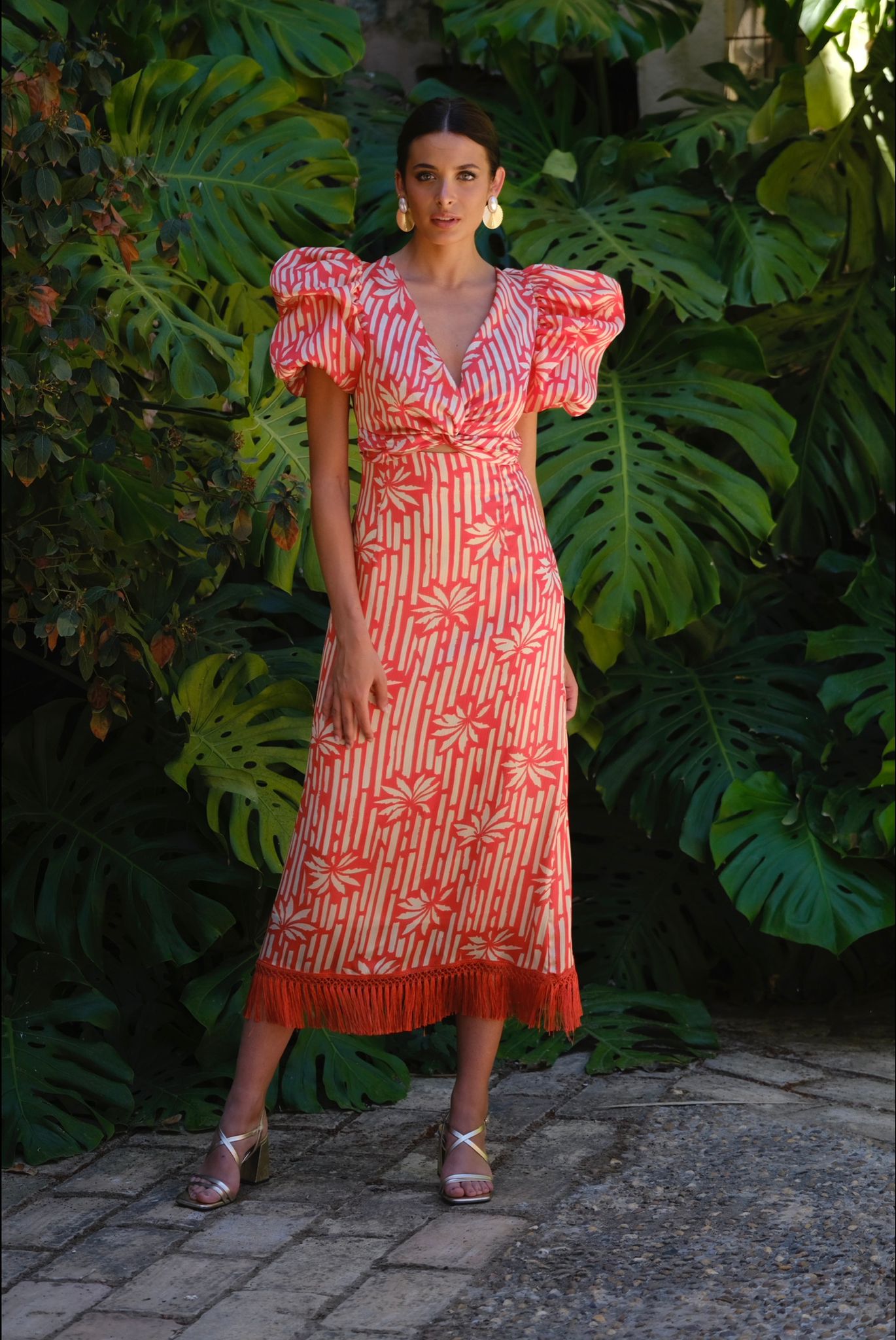 Vestido midi Seda y Color estampado