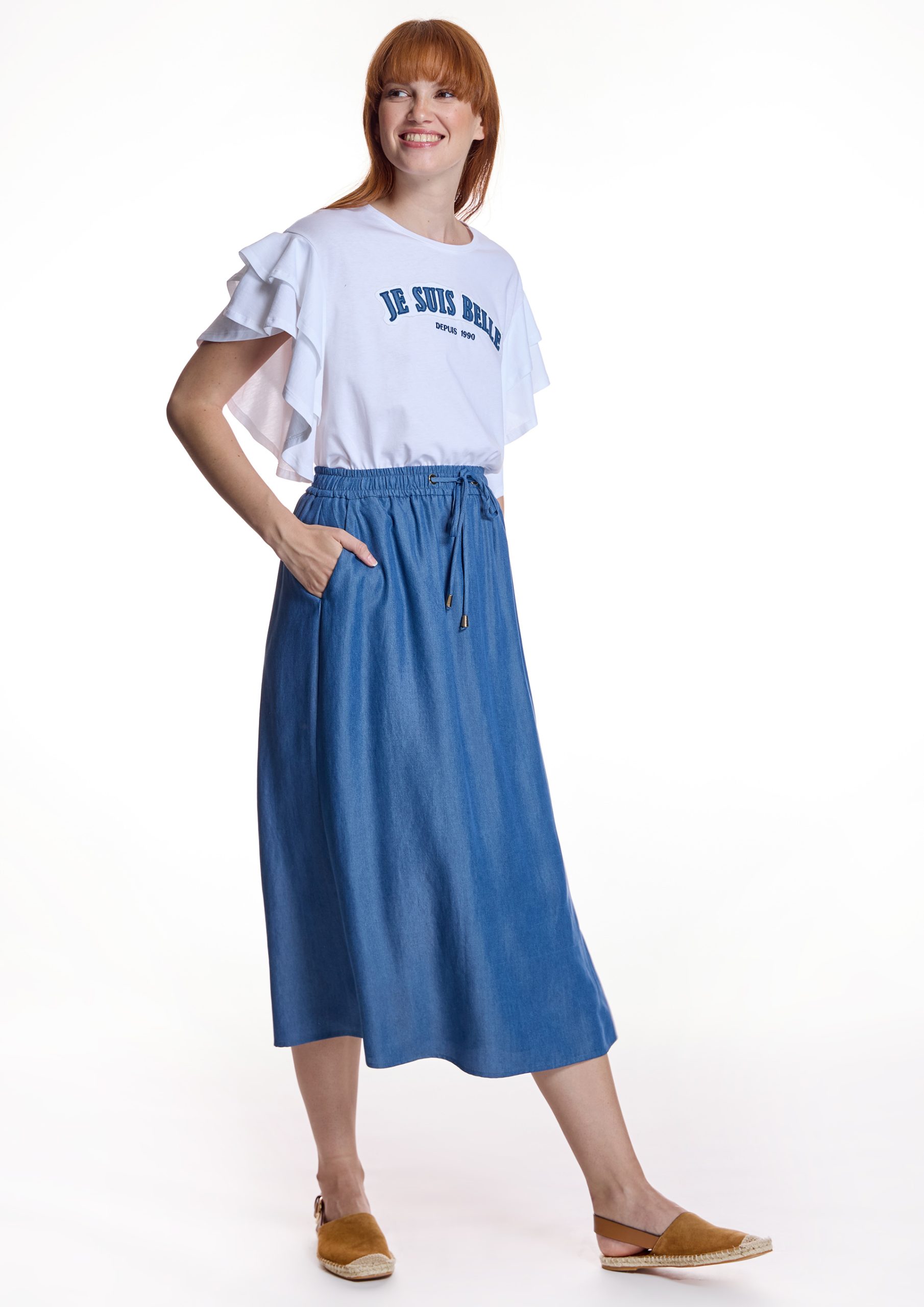 Falda midi Alba Conde azul