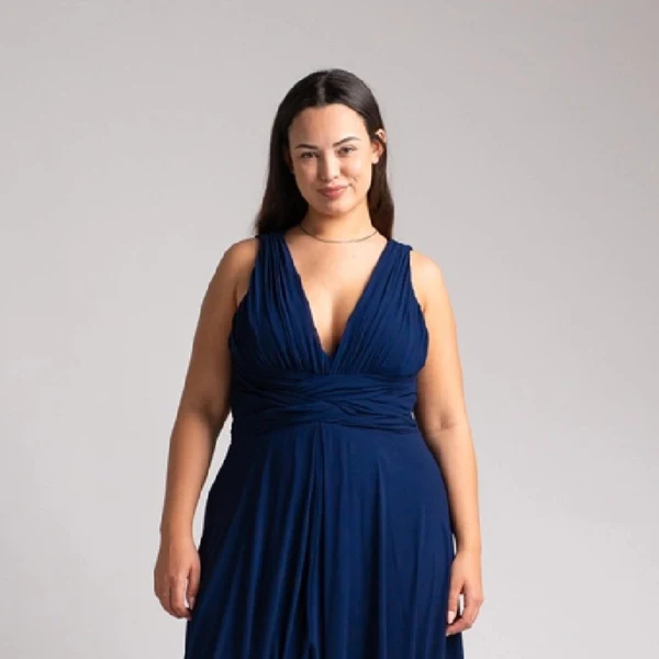 Vestido largo azul marino