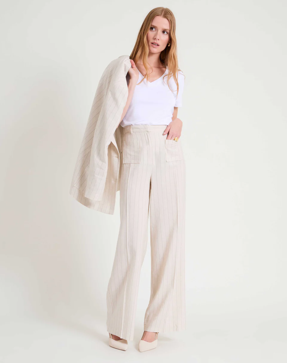 Pantalón bolsillos NafNaf raya diplomática crudo