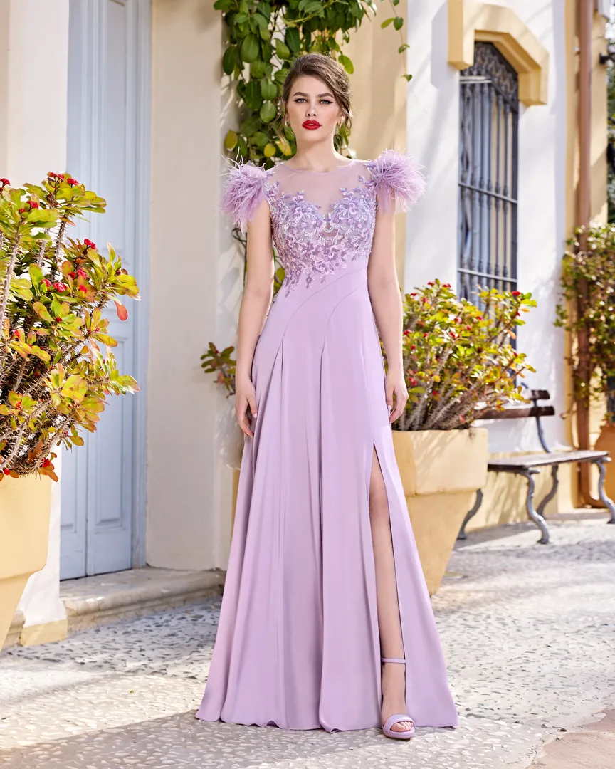 Vestido Largo Fiesta Plumas 1250025