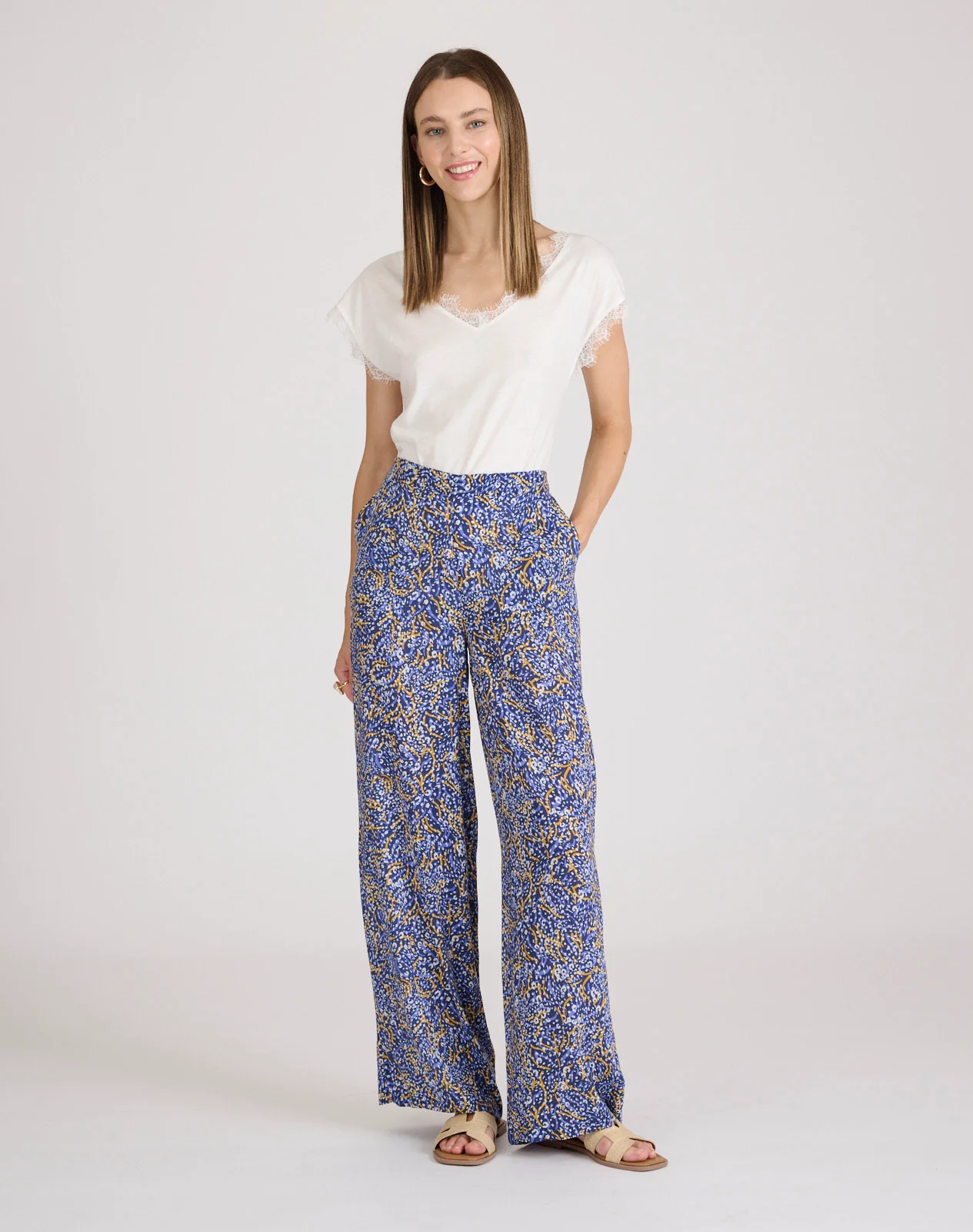 Pantalón estampado Barbara NafNaf azul