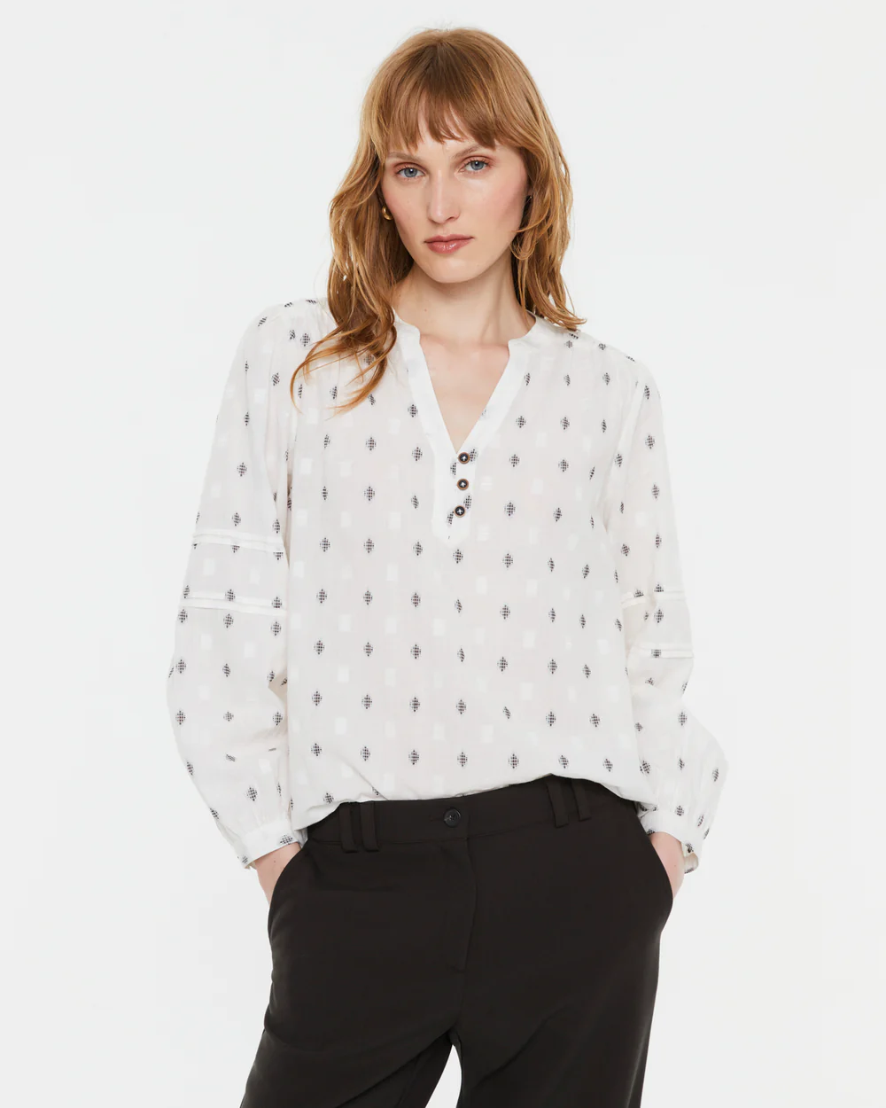 Blusa estampada Andam blanca de mujer