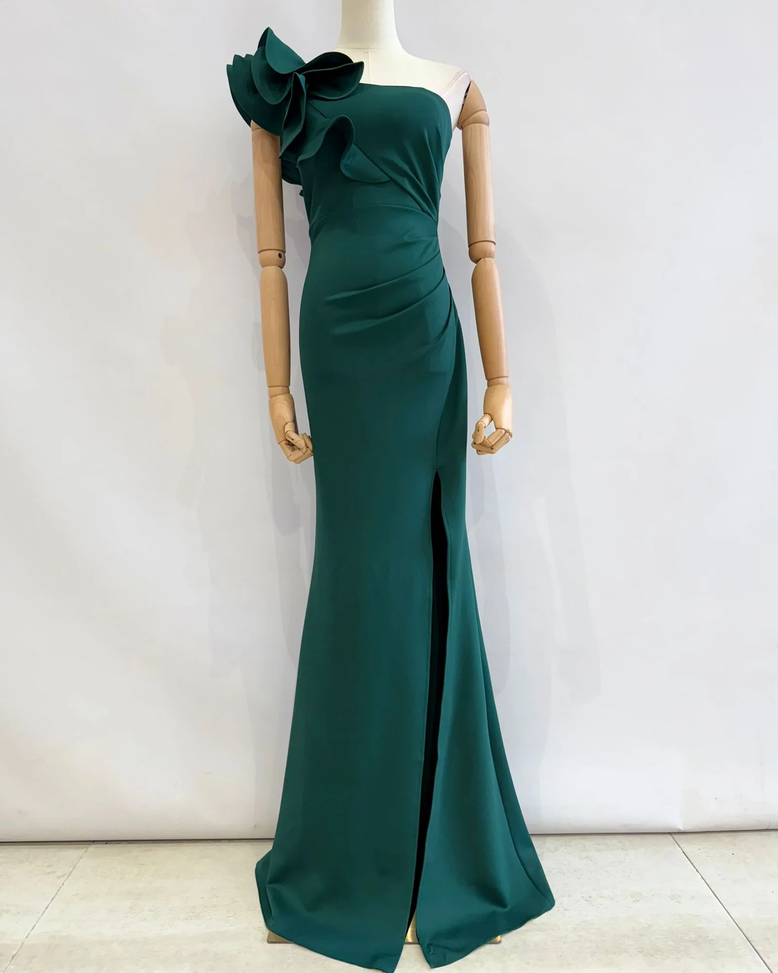 Vestido largo verde botella