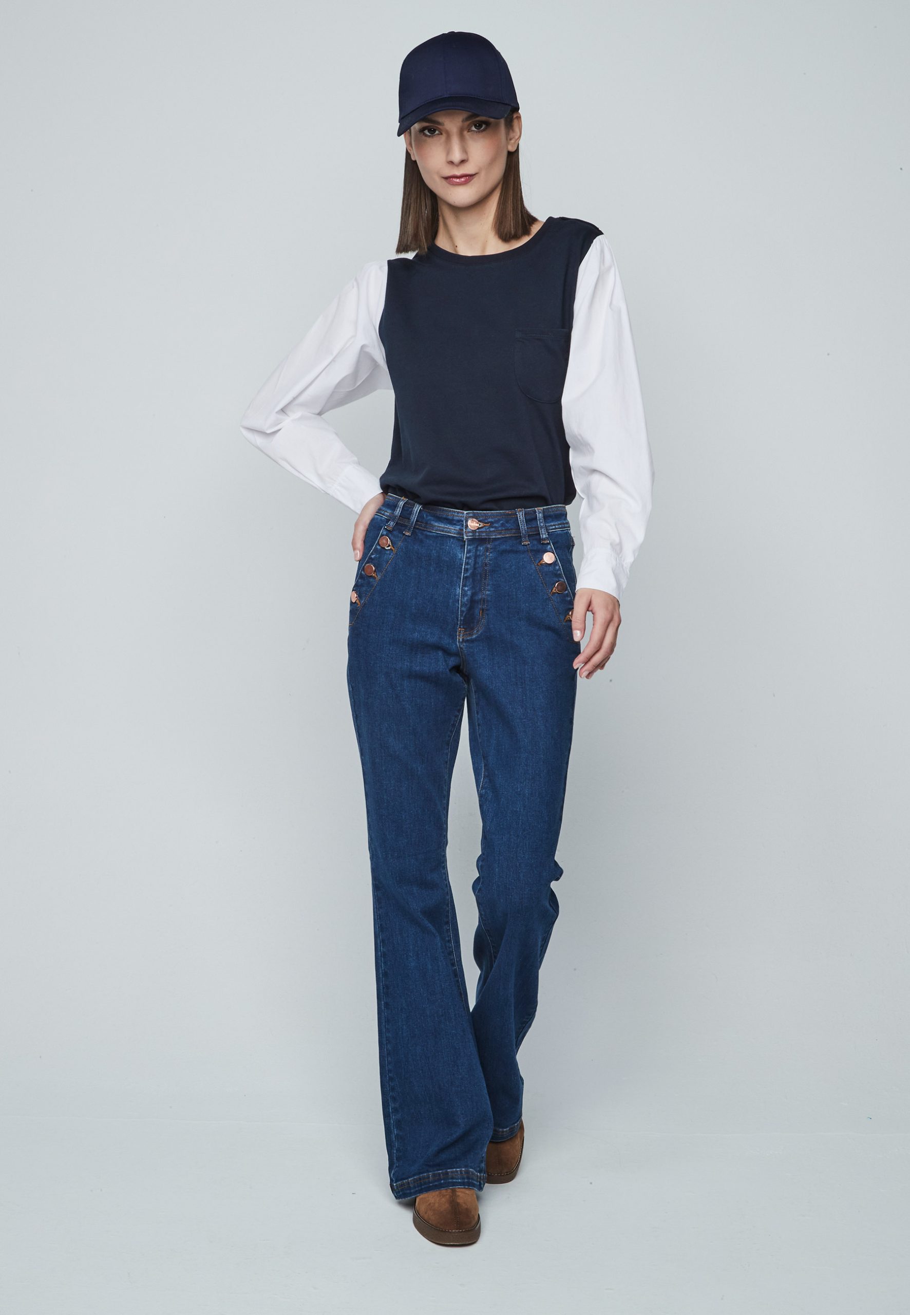 Jeans botones flare Dandara azul