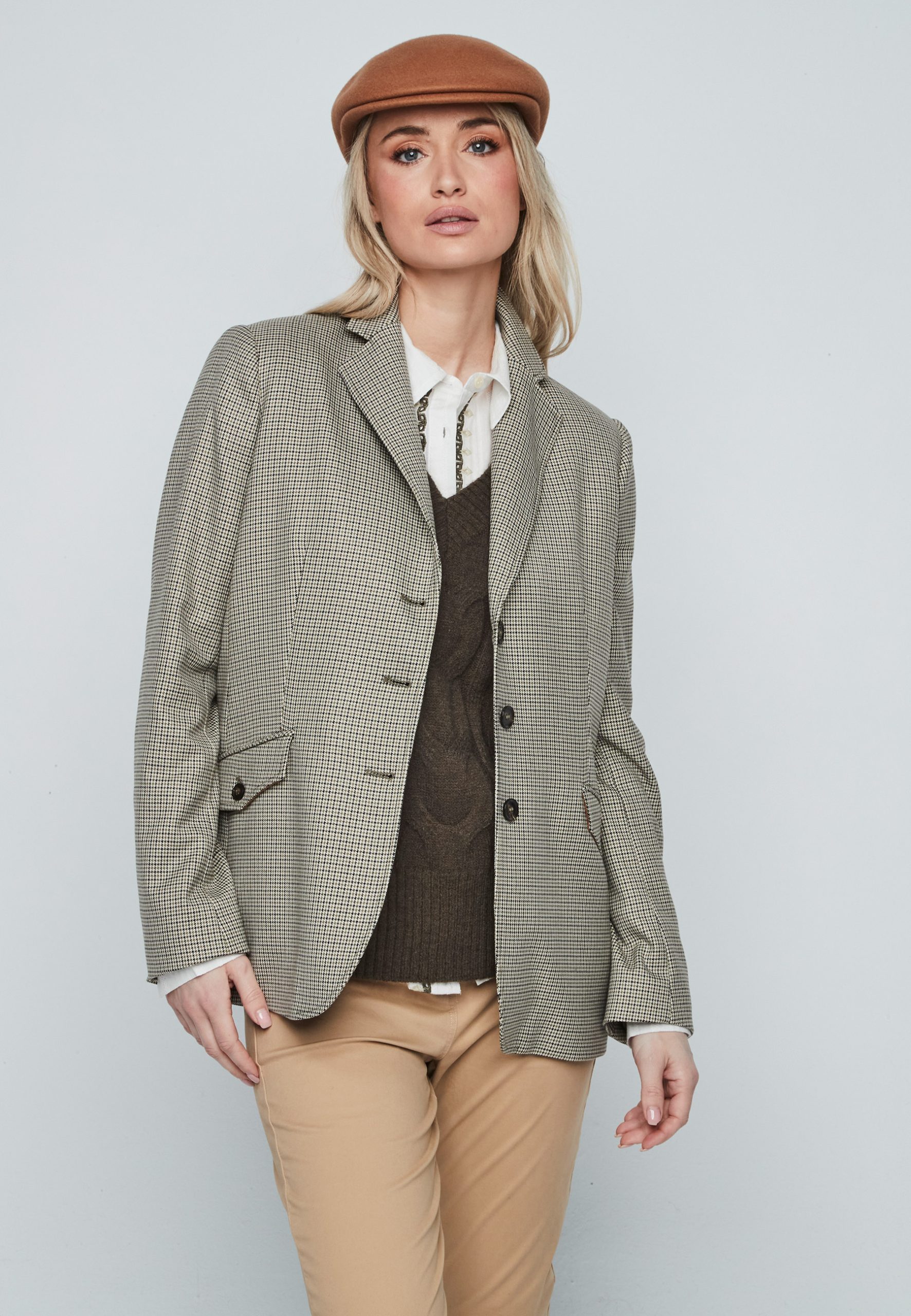 Blazer micropata de gallo Dandara kaki