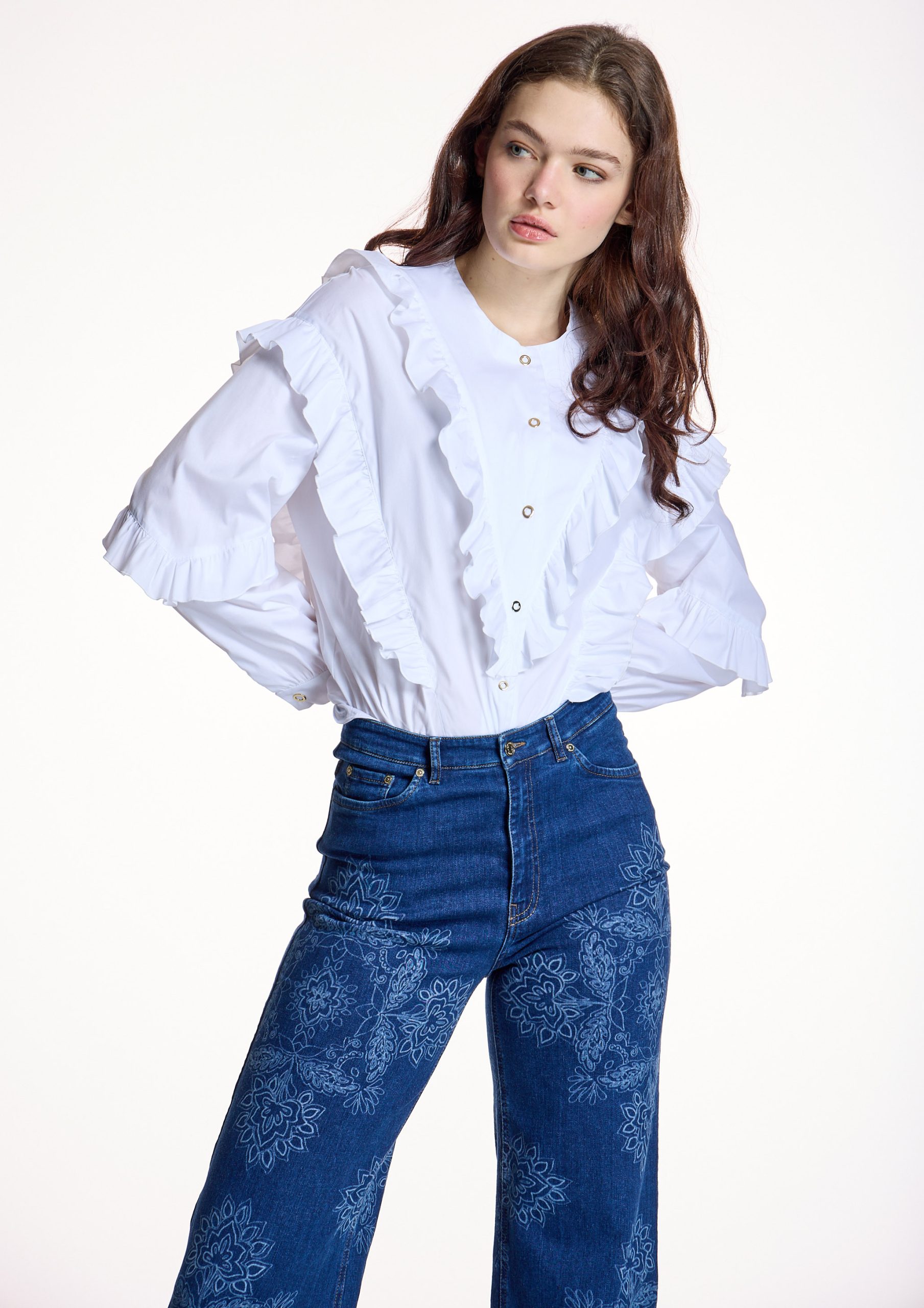 Blusa volantes Alba Conde blanca