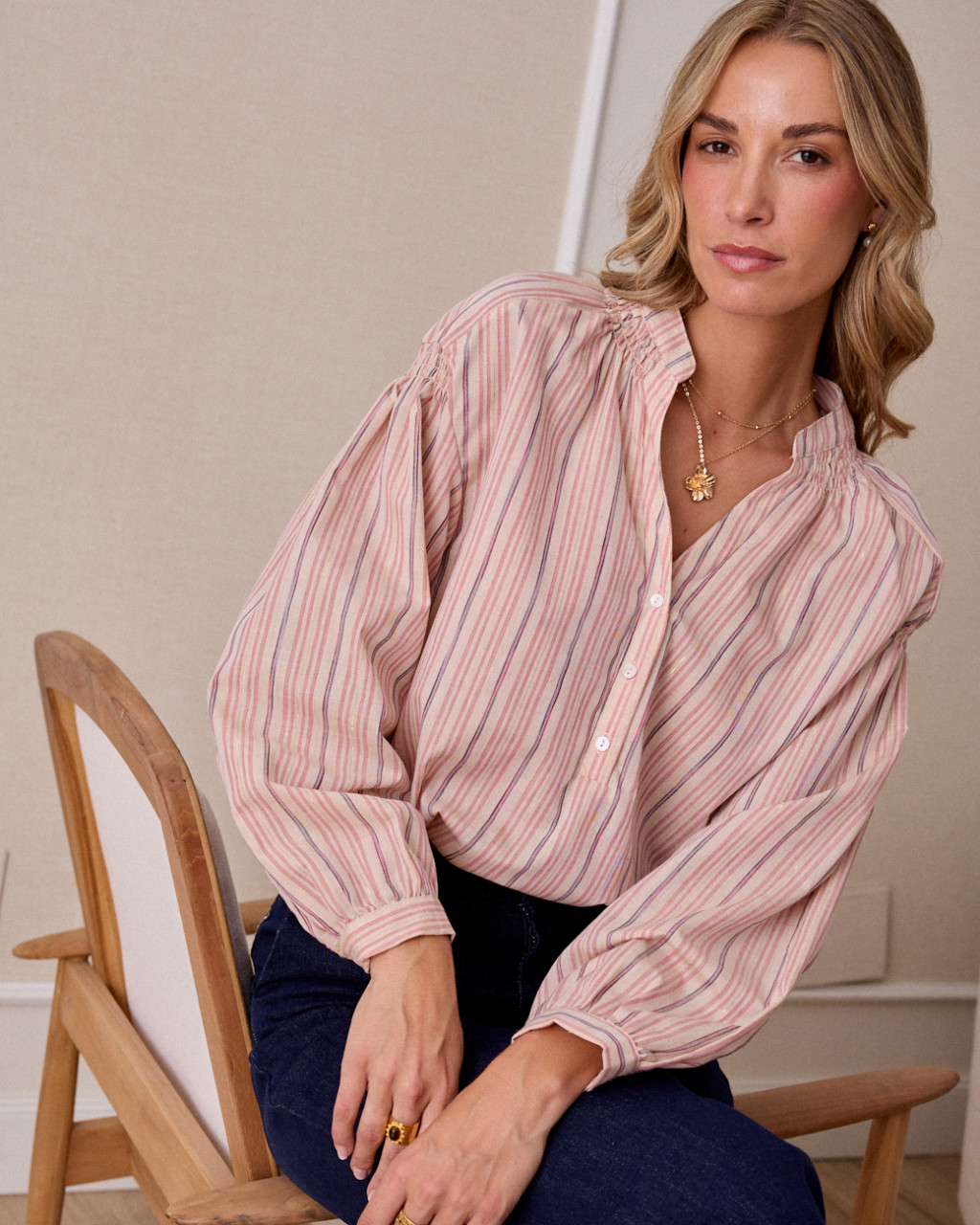 Blusa rayas Lurex Linda Polin et moi rosa