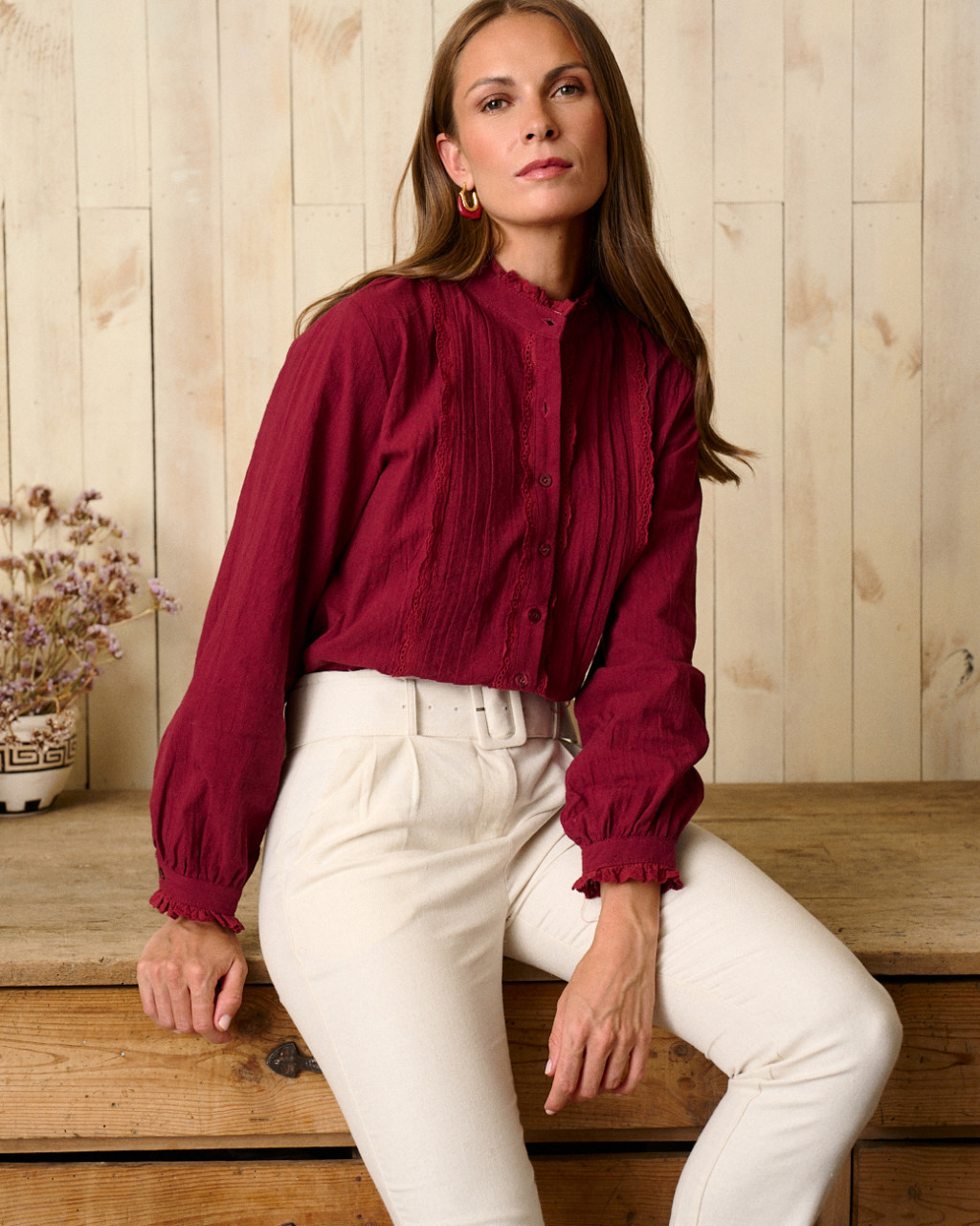 Camisa Puntilla Fer Polin et moi burdeos