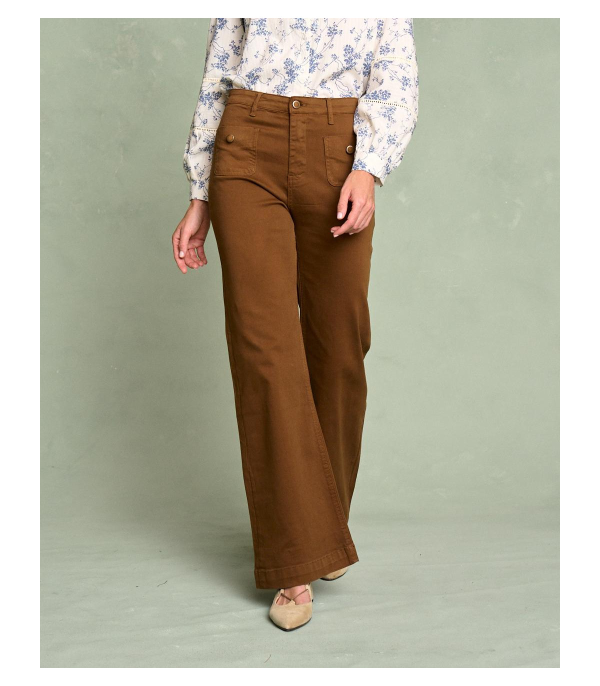 PantalĂłn vaquero botĂłn Polin et moi camel