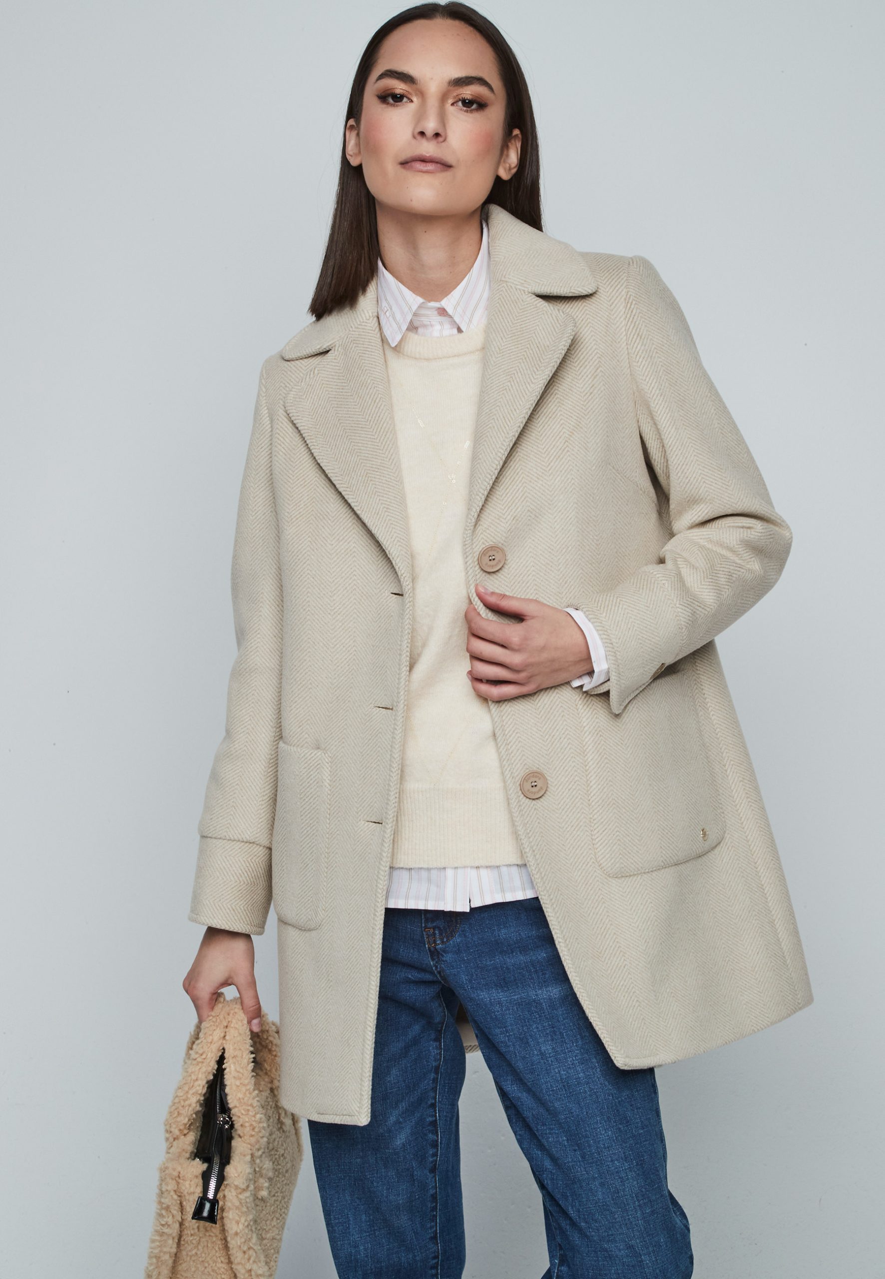 Chaquetón espiga Dandara beige