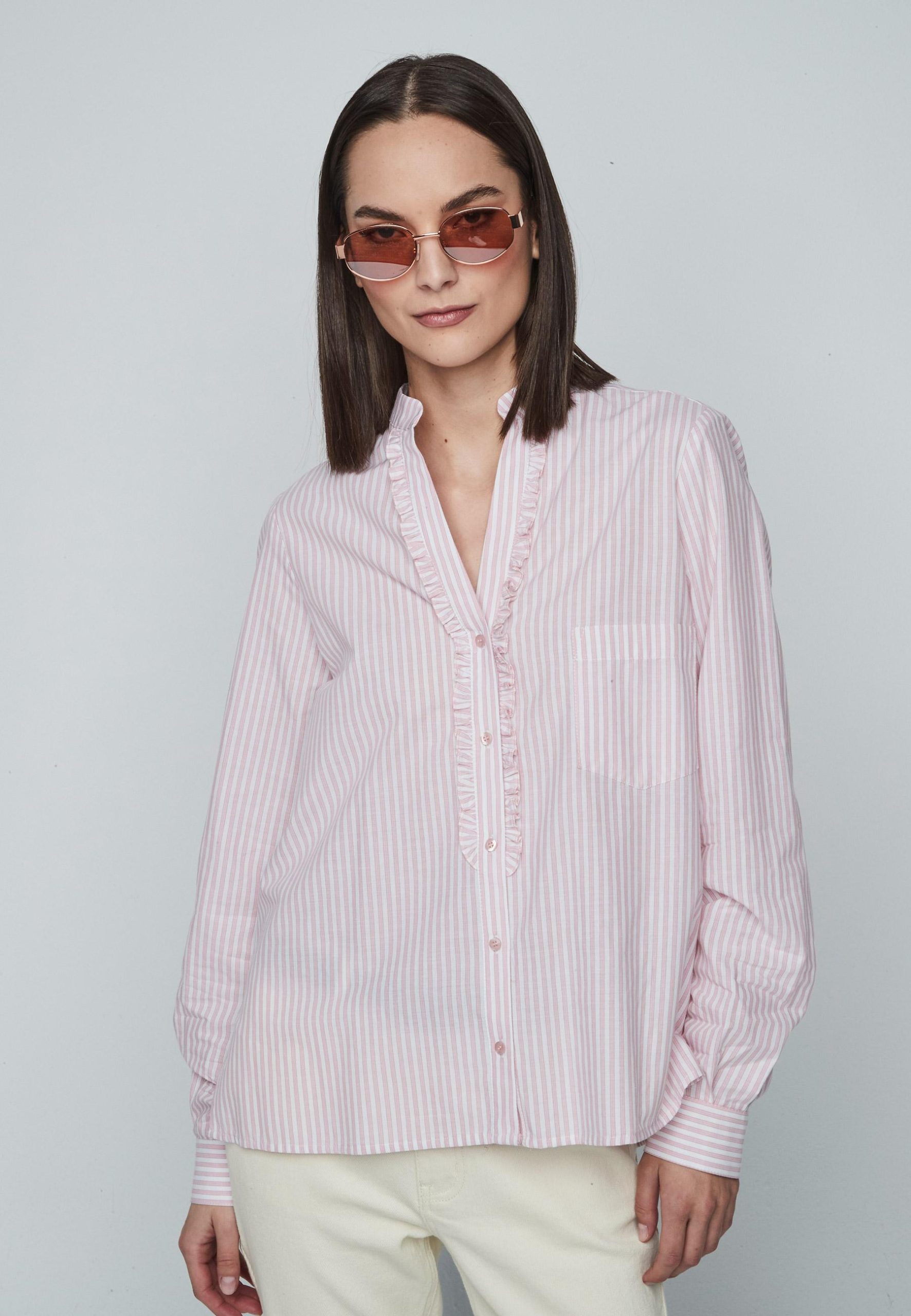 Blusa volante rayas Dandara rosa