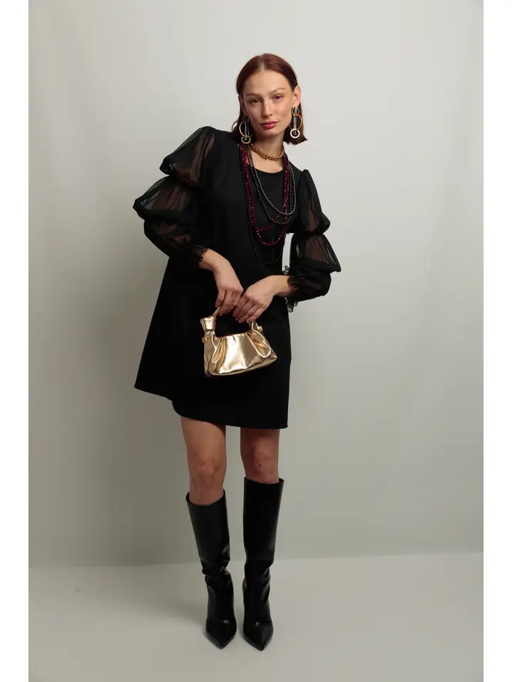 Vestido Manga Fruncida Chill&Buy negro