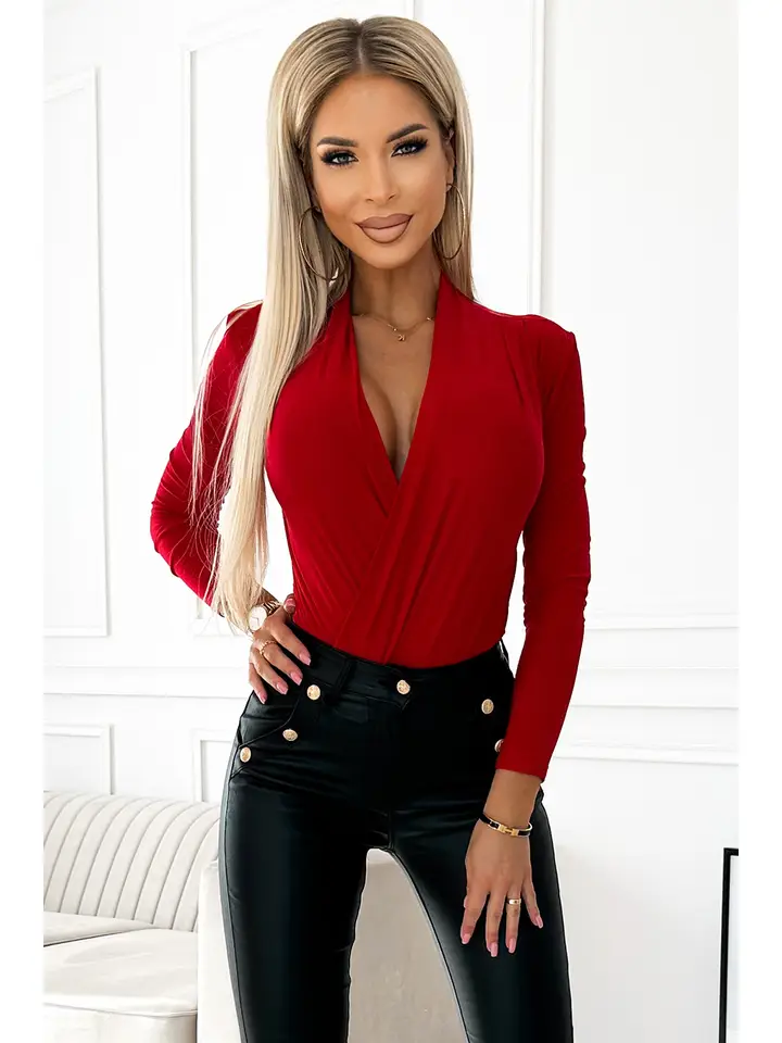 Body de cuello envolvente rojo