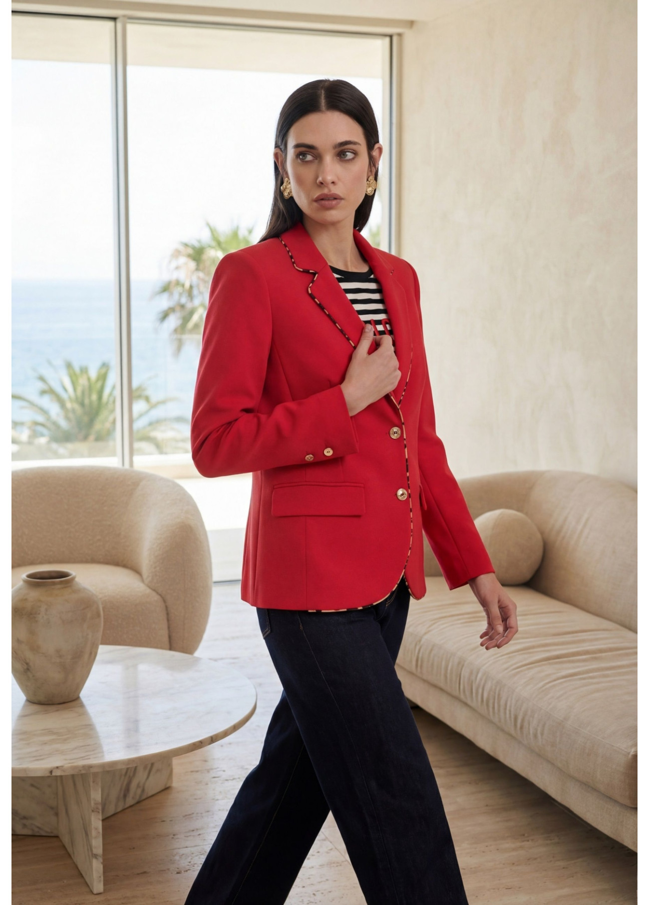 Americana contraste animal print Lola Casademunt roja
