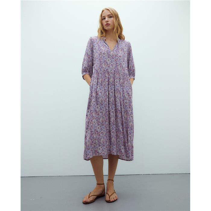 Vestido midi estampado Andam azul