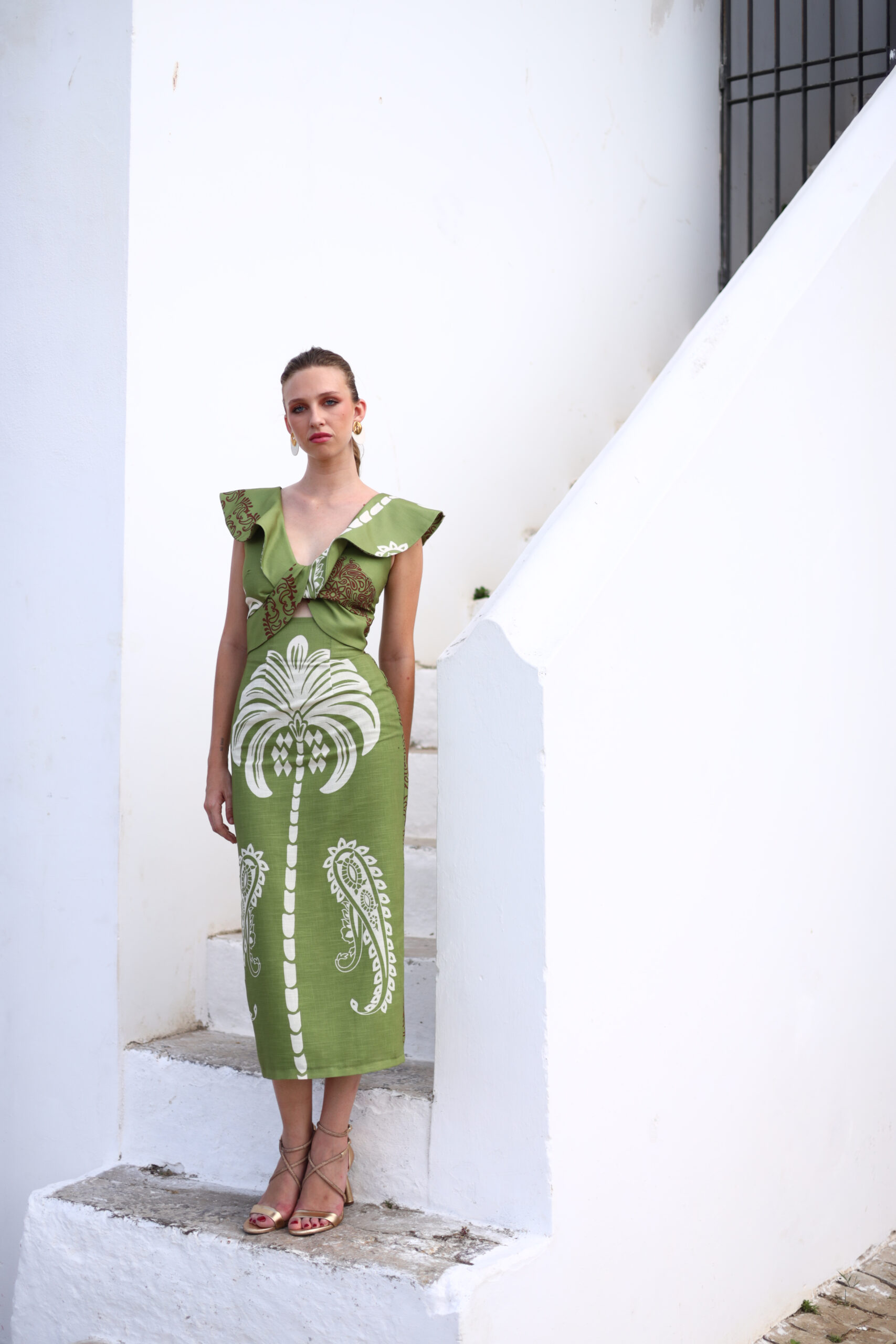 Vestido Ines Magnolia Kobus estampado verde