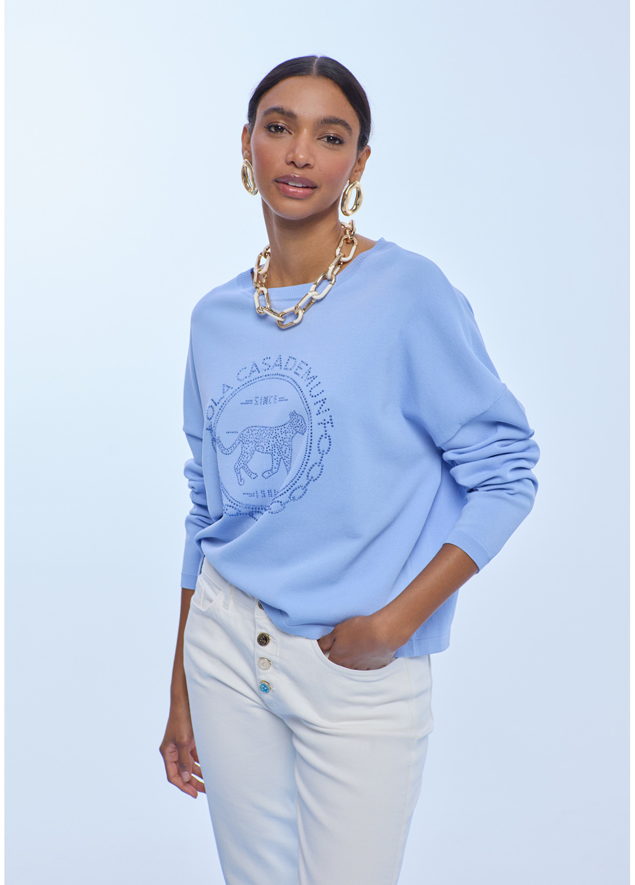 Jersey rosco con strass Lola Casademunt azul