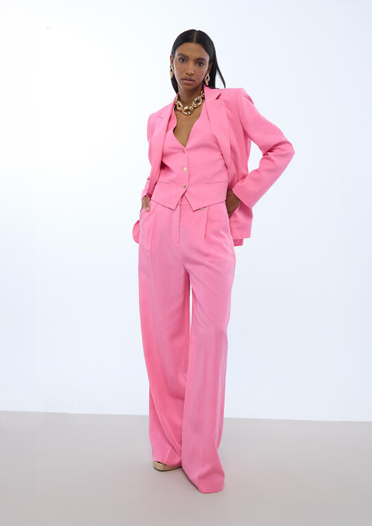 Pantalón palazzo pliegues Lola Casademunt rosa