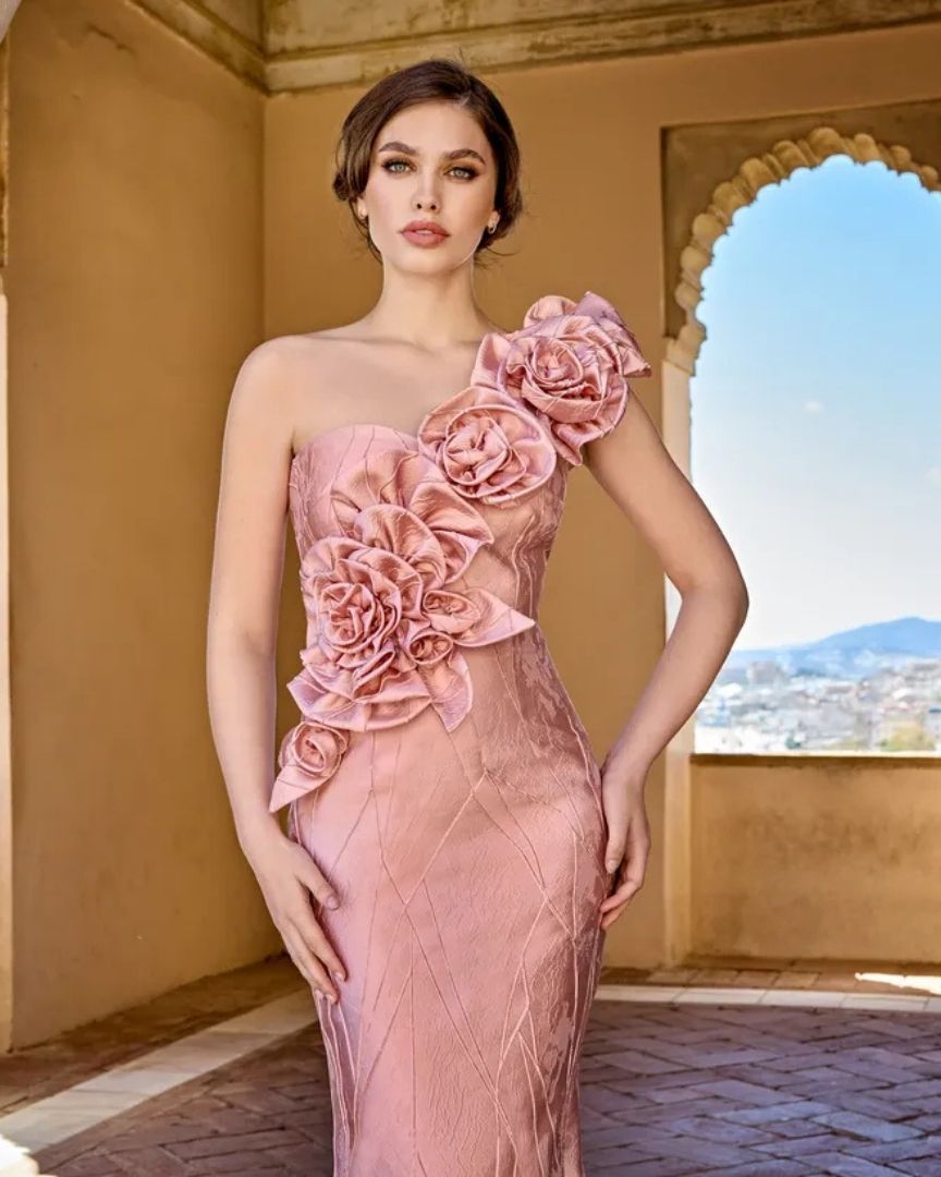 Vestido largo Rosa Elegante para Invitada de Boda Sonia Peña