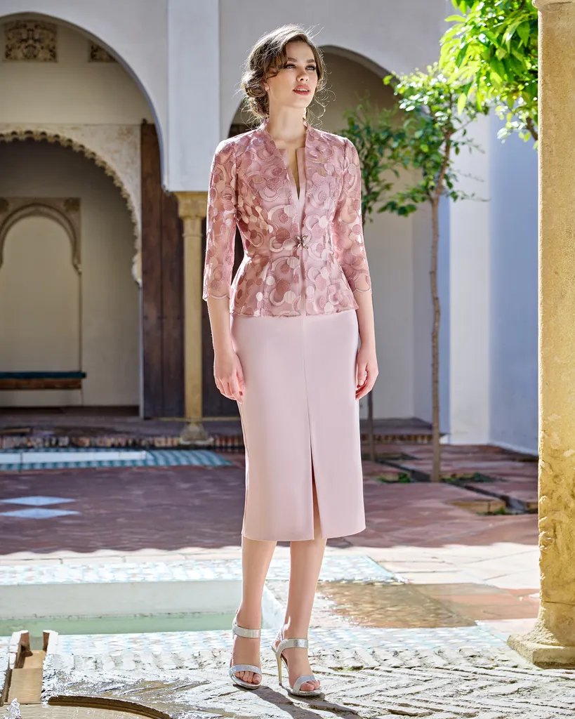 Conjunto Elegante Chaqueta y Falda Midi para Invitada de Boda Sonia Peña
