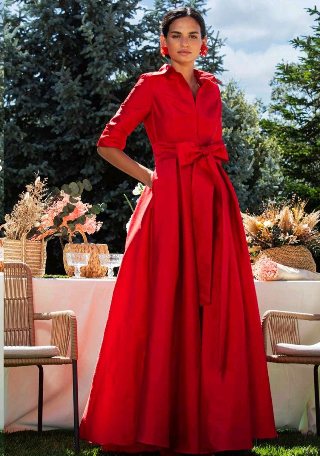 vestido invitada boda largo rojo elegante