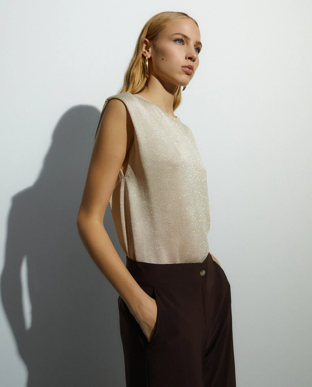 Jersey de mujer Andam sin mangas escote redondo beige