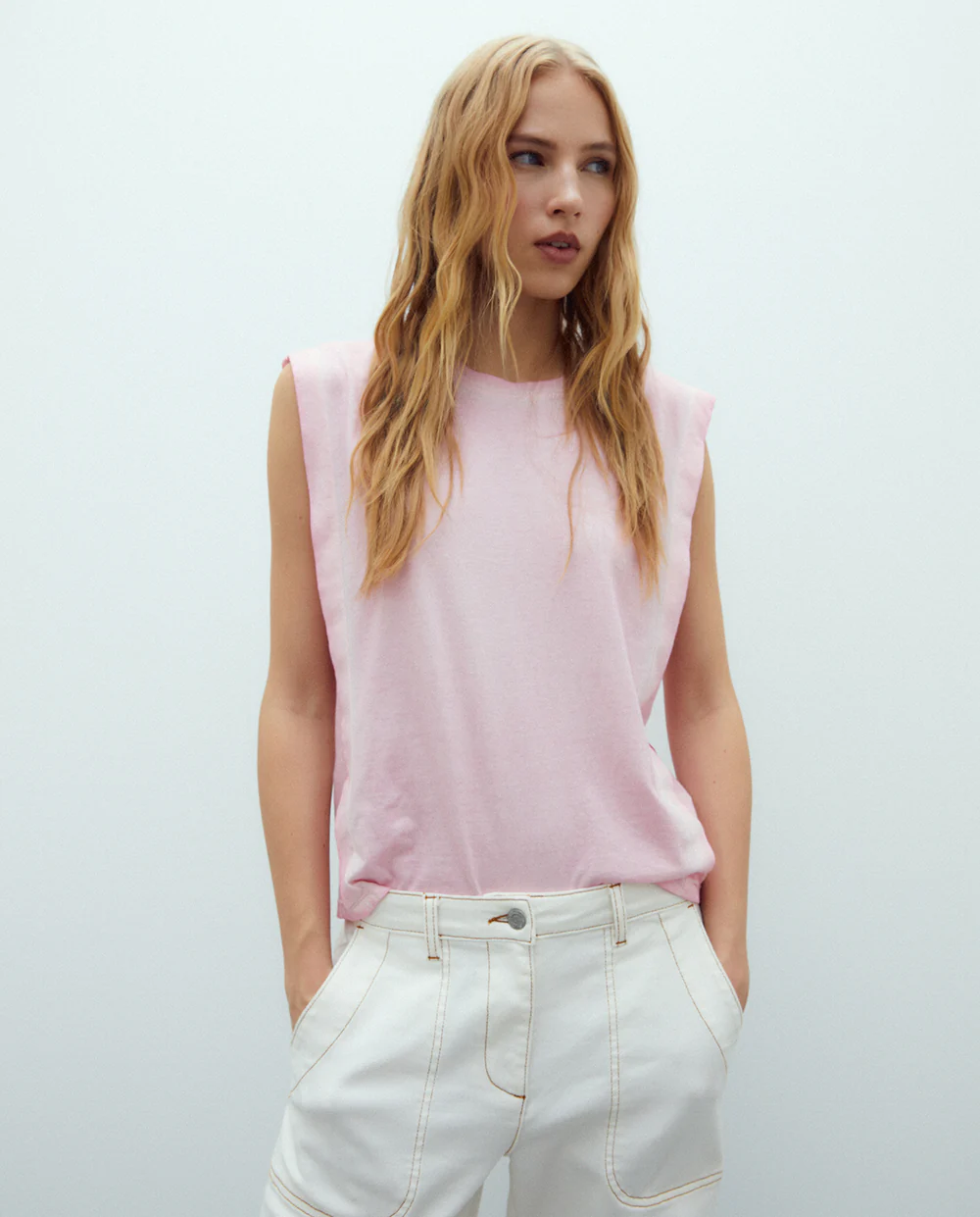Camiseta sin mangas Andam rosa mujer