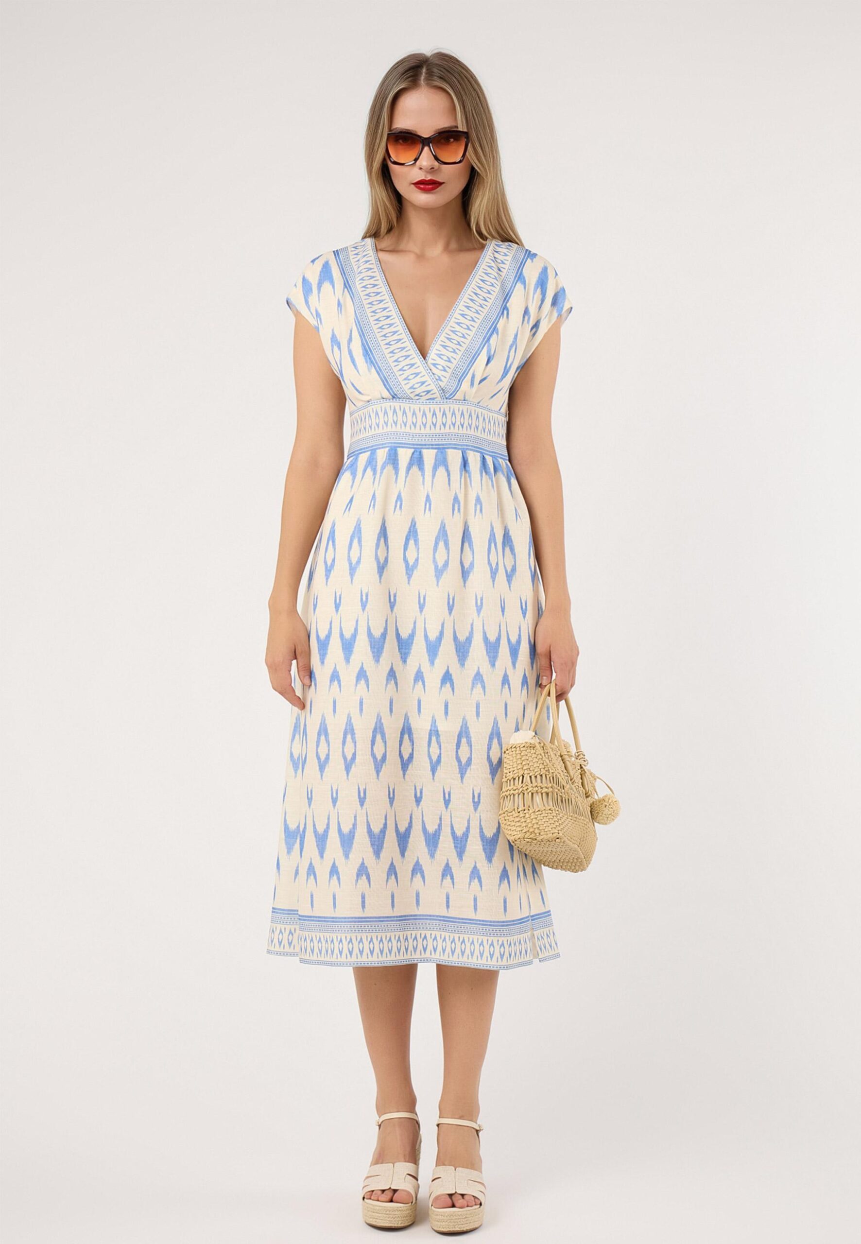 Vestido midi cenefa azul