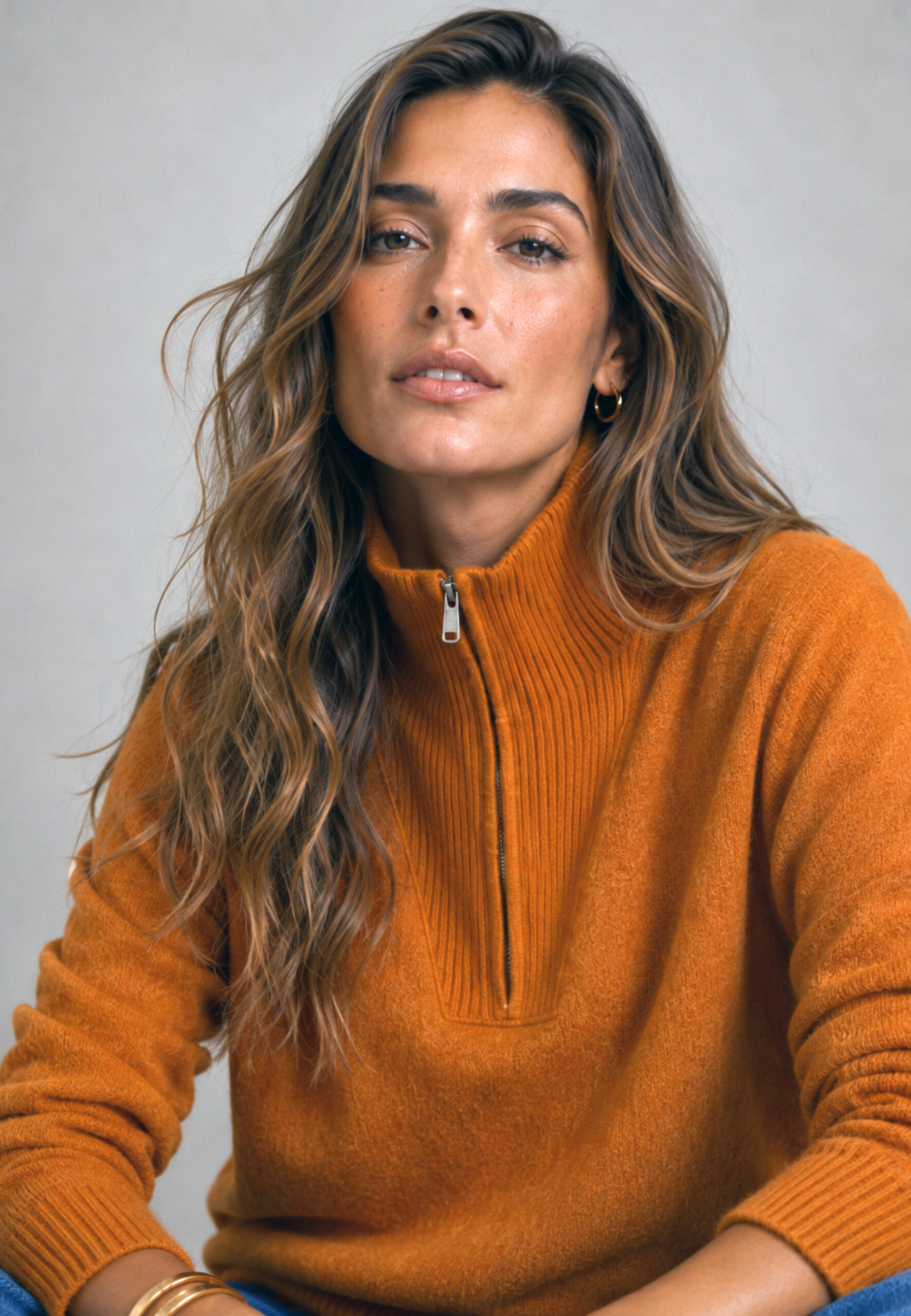 Jersey de mujer con cremallera Dandara ocre