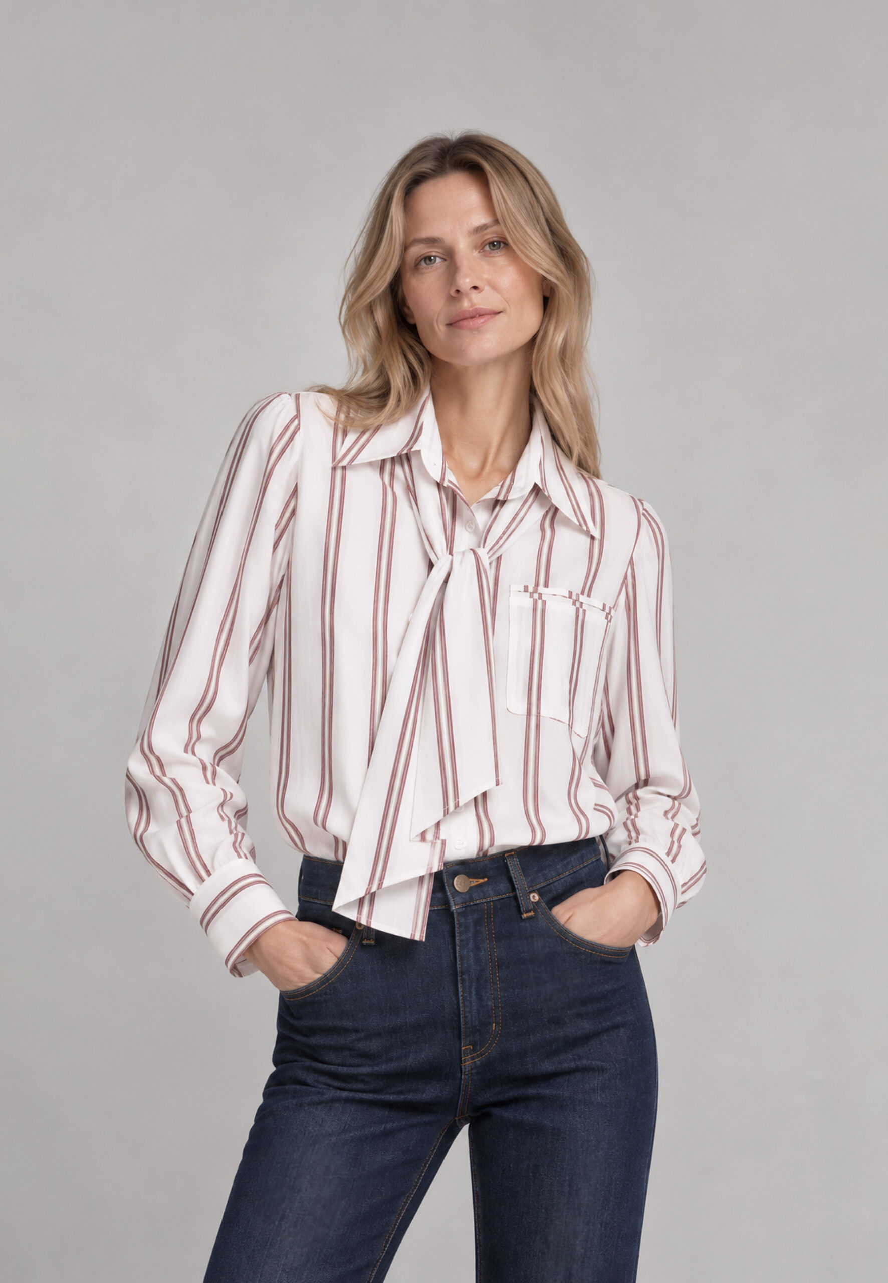 Blusa de mujer de rayas Dandara granate