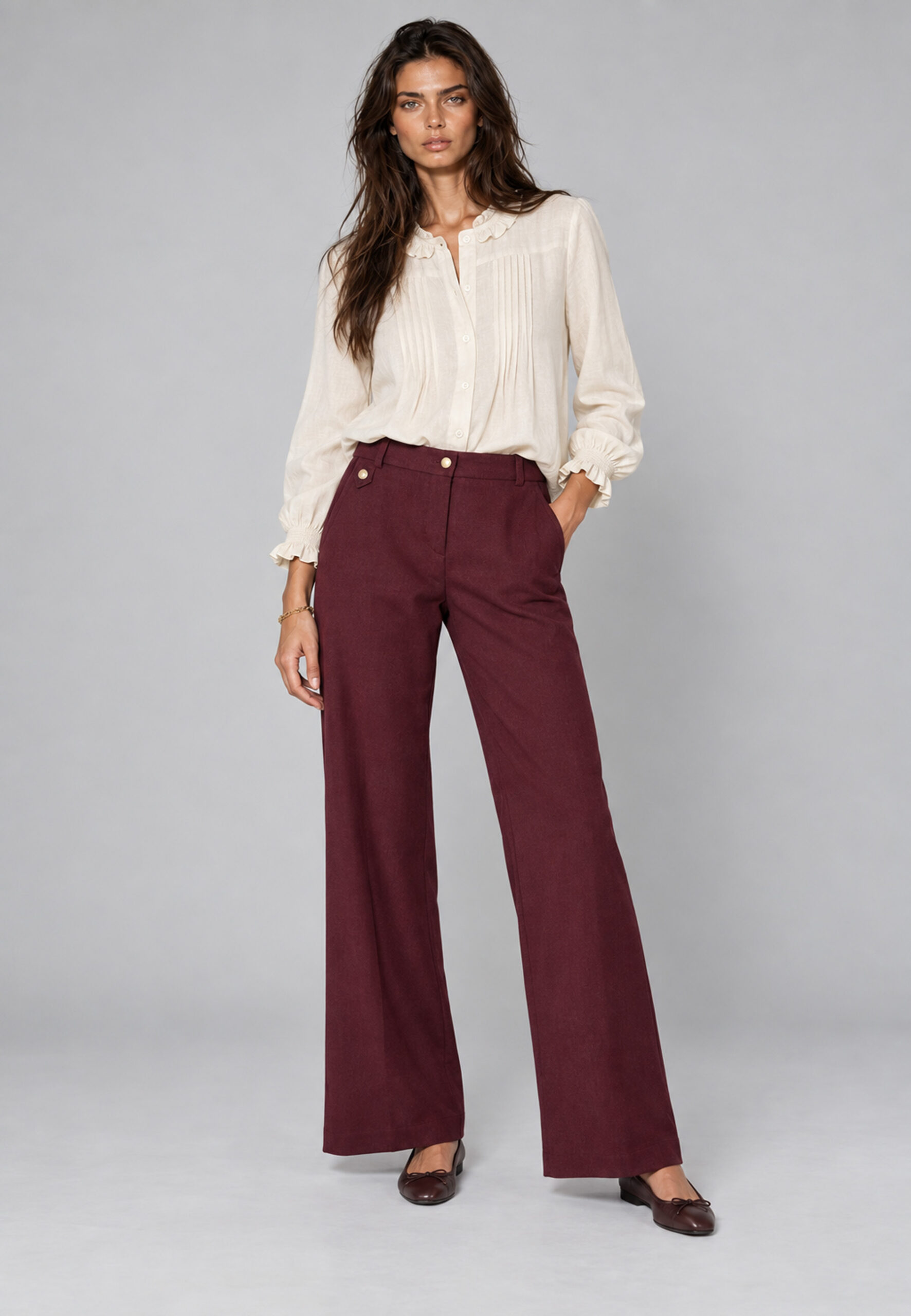 Pantalón crop de mujer Dandara granate