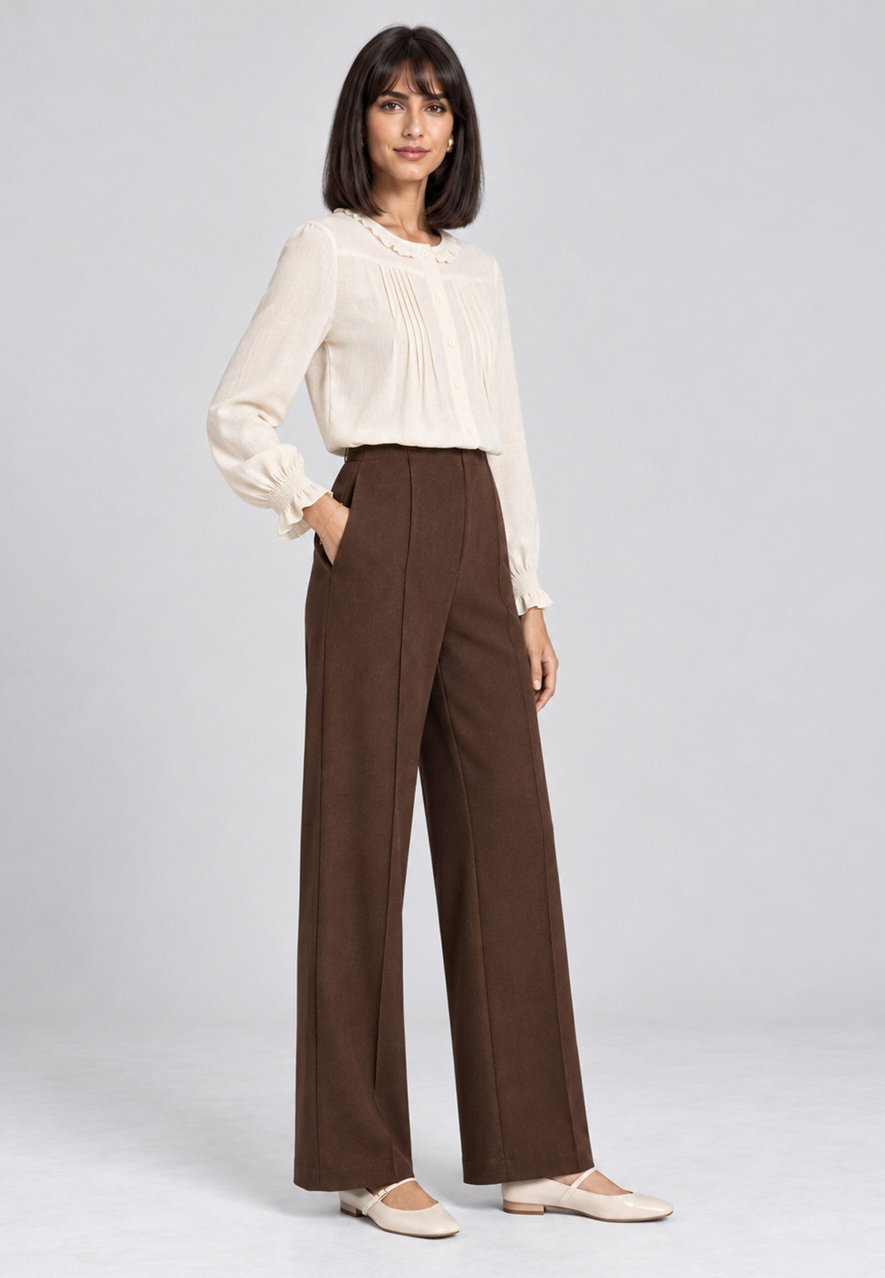 Pantalón de punto de mujer Dandara marrón